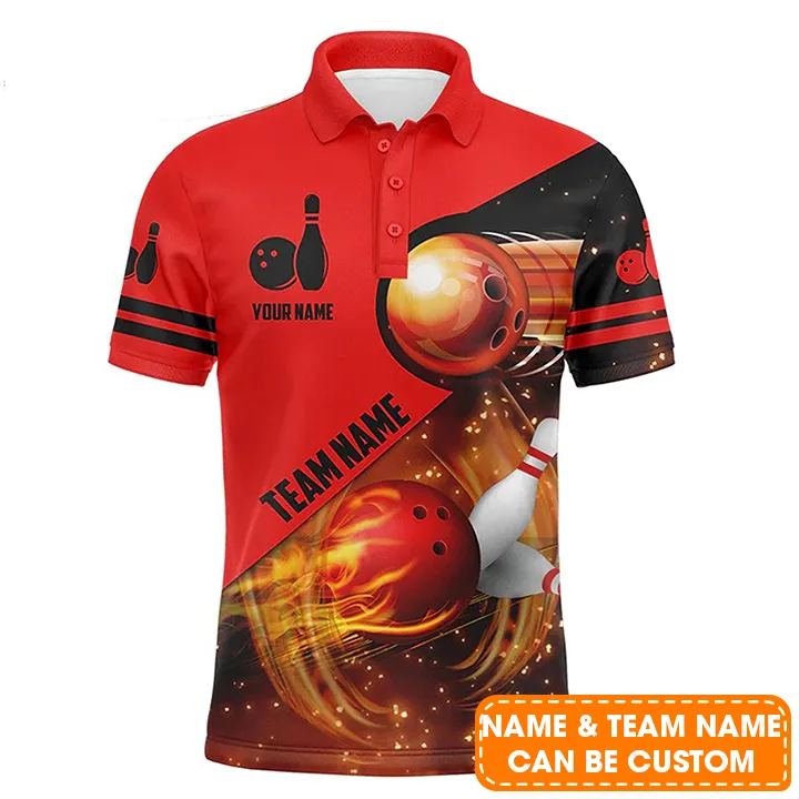 Bowling Custom Men Polo Shirt - Custom Name Bowling Heartbeat Team Bowlers Personalized Bowling Polo Shirt - Gift For Friend, Family - Image 2