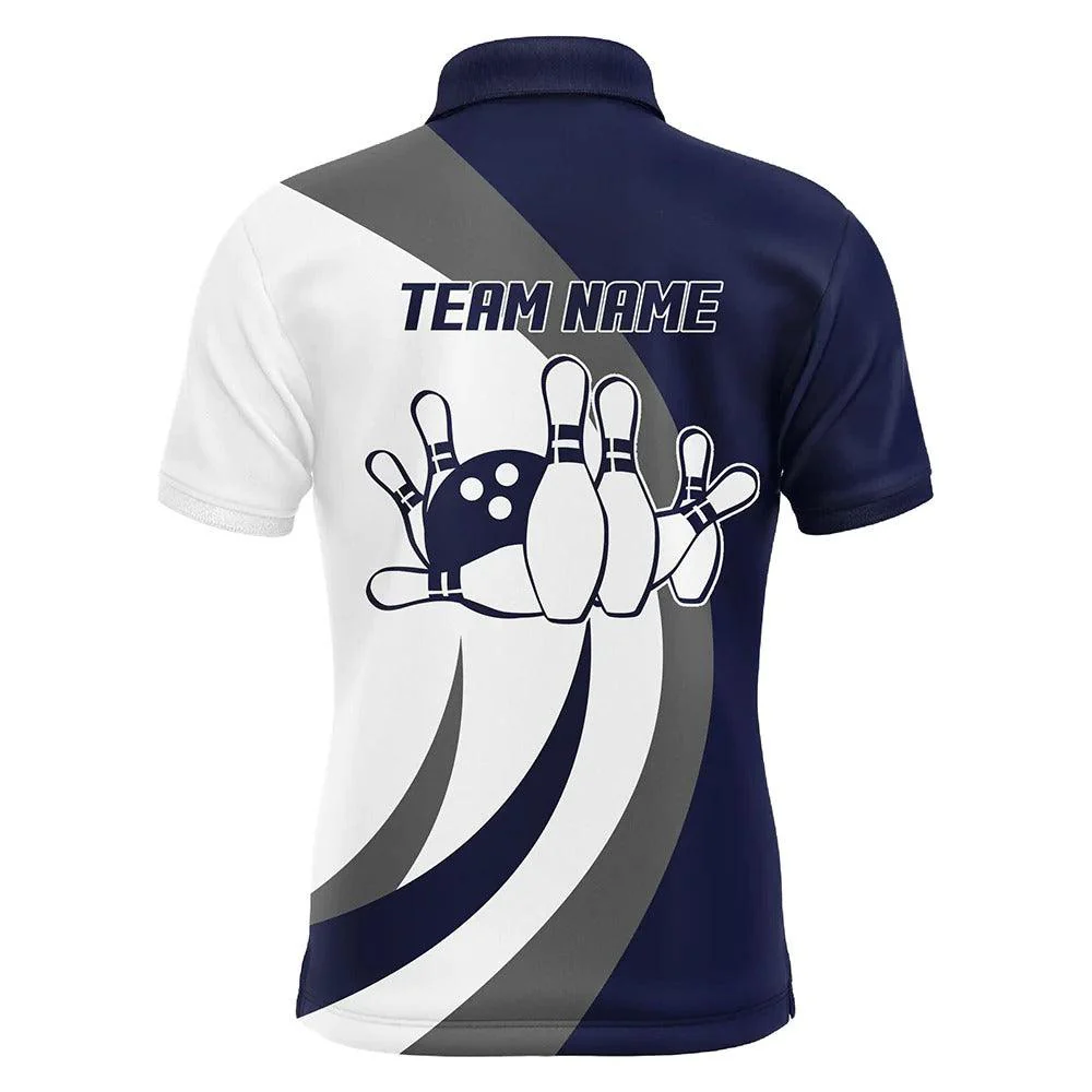Bowling Custom Men Polo Shirt - Custom Name Navy Personalized Bowling Polo Shirt - Perfect Gift For Friend, Family - Image 2