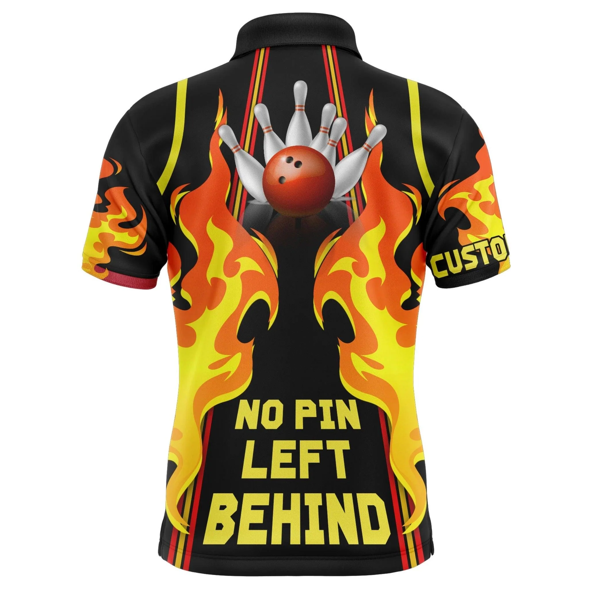 Bowling Custom Men Polo Shirt - Custom Name No Pin Left Behind Bowling Pattern Personalized Bowling Polo Shirt - Perfect Gift For Friend, Family - Image 3