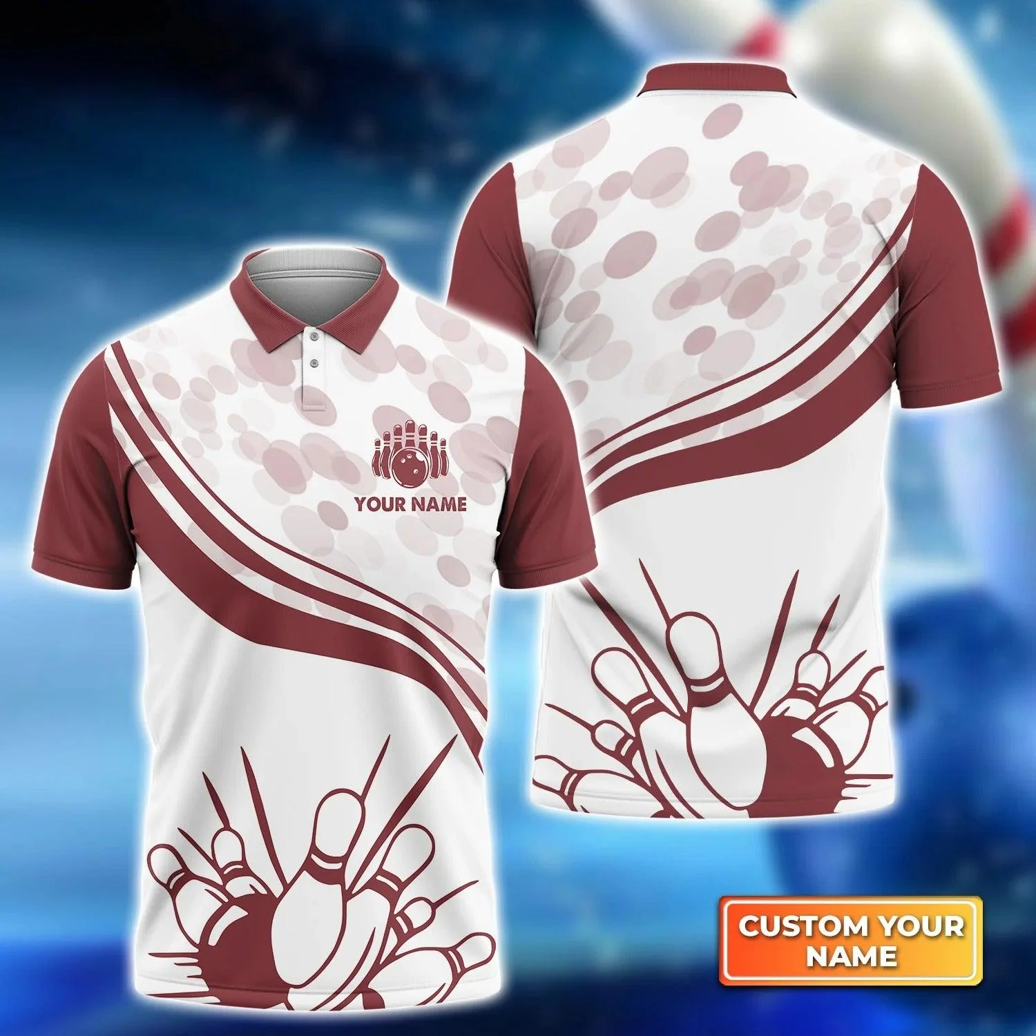 Bowling Custom Men Polo Shirt - Custom Name Red Bowling Personalized Bowling Polo Shirt - Perfect Gift For Friend, Family