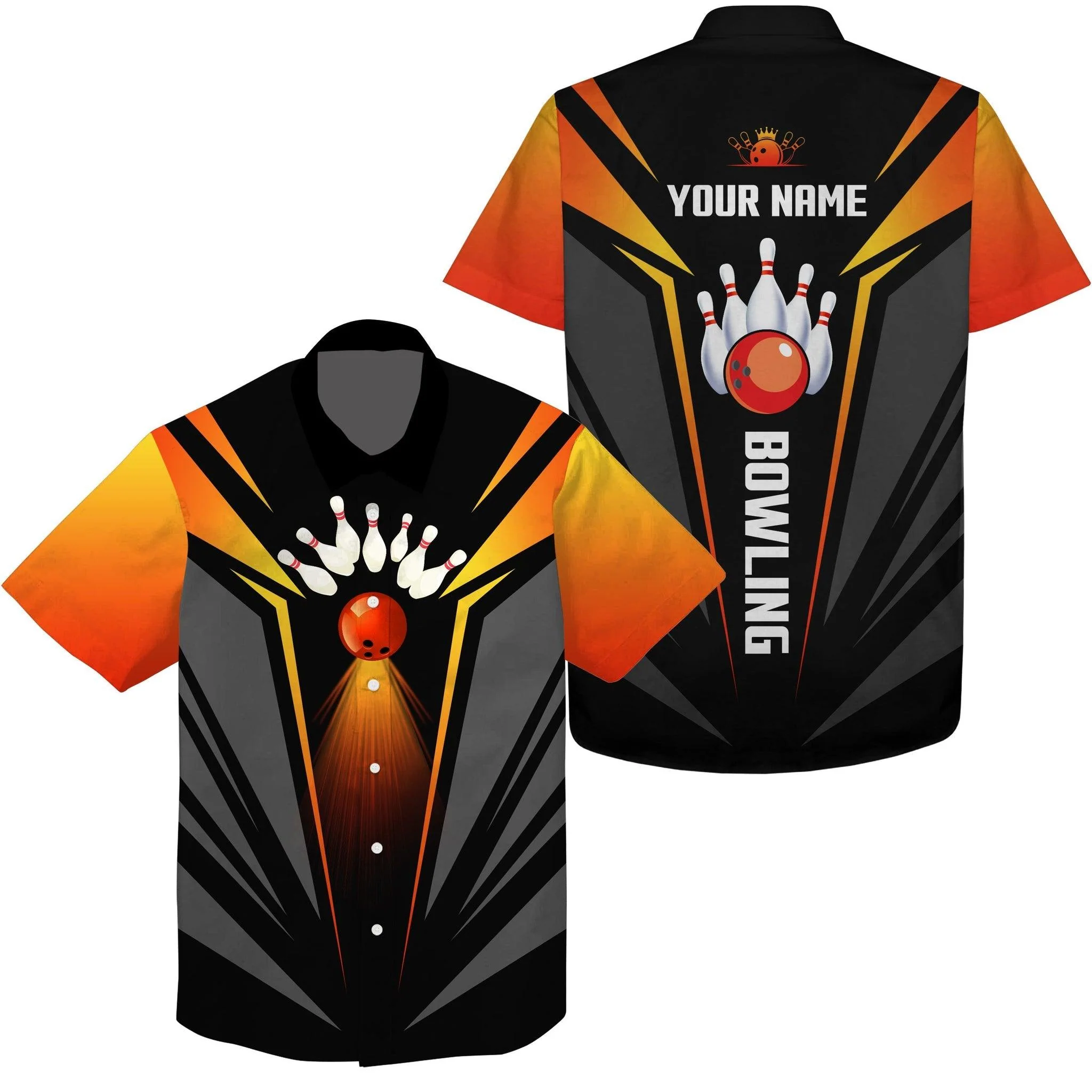 Bowling Custom Name Hawaiian Shirt, Bowling Balls And Pins Personalized Hawaiian Shirts For Men Women, Bowling Lovers, Team, Bowlers