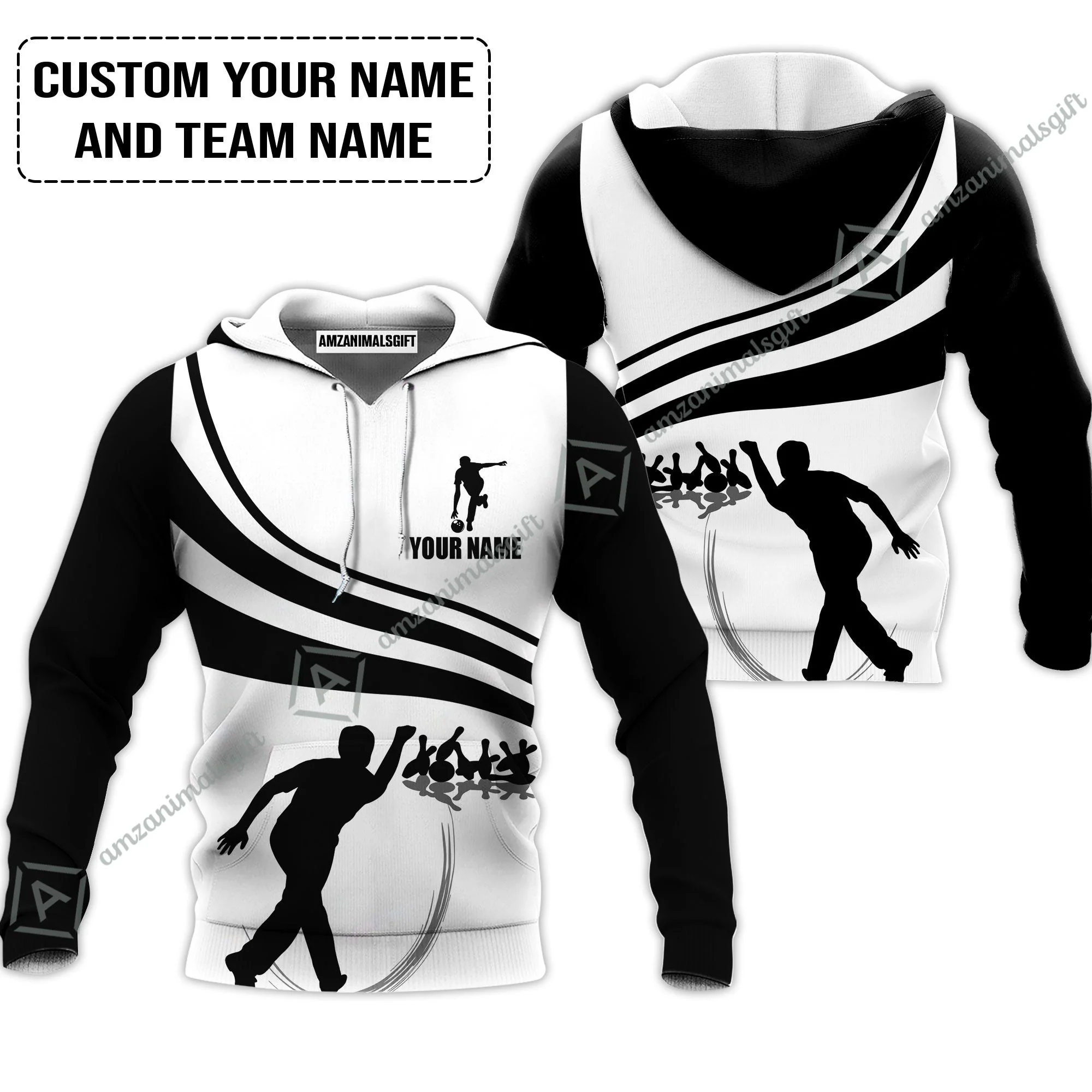 Bowling Custom Name T-Shirt - Black and Gold Men Bowlers Personalized T-Shirt - Image 8