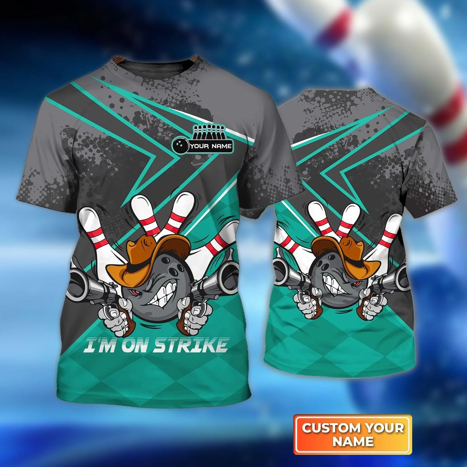 Bowling Custom Name T Shirt, Bowling I'm On Strike Personalized T-Shirt For Men, Perfect Gift For Bowling Lovers, Bowlers, Team, Friend