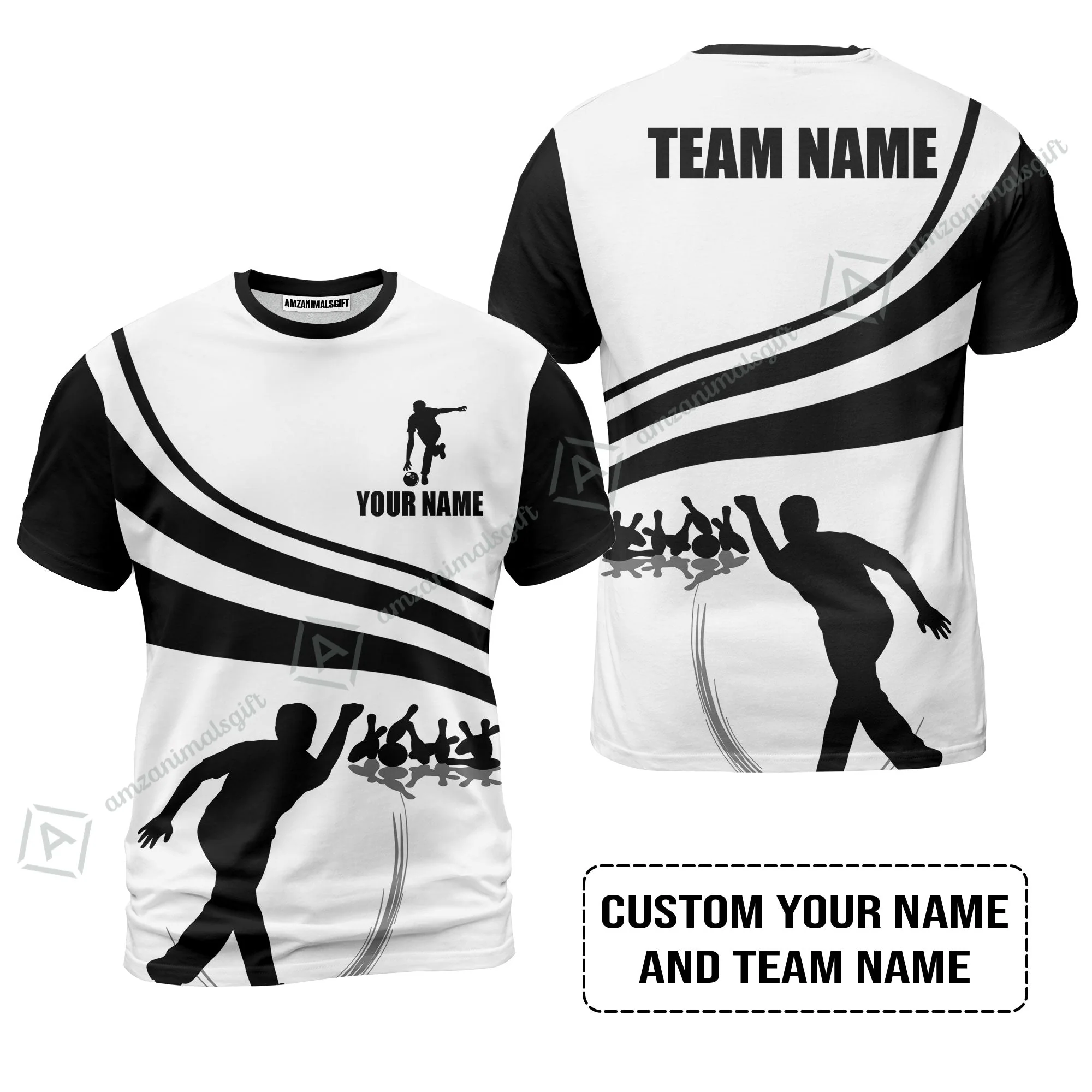 Bowling Custom Name Women Polo Shirt - Black and Gold Men Bowlers Personalized Women Polo Shirt - Image 11