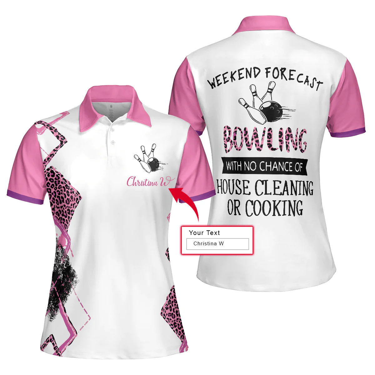 Bowling Custom Name Women Polo Shirt, Bowling With No Chance Of House Cleaning Or Cooking Personalized Women Polo Shirts, Gift For Ladies, Bowlers