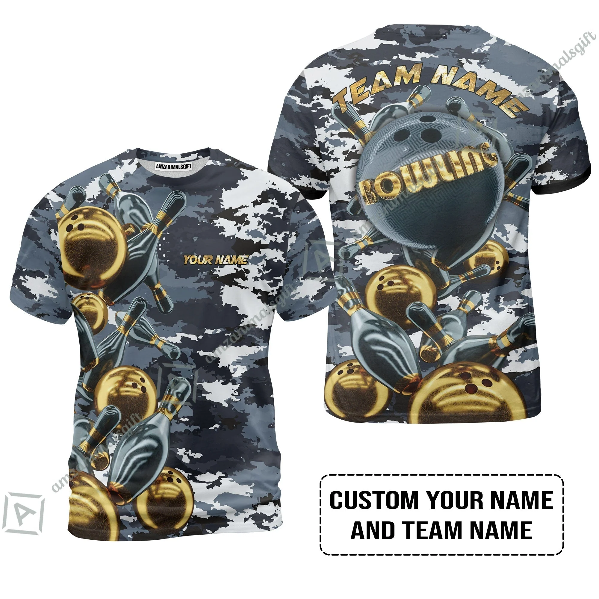 Bowling Custom Sweatshirt - Custom Name Camo Navy Bowling Personalized Sweatshirt - Image 10