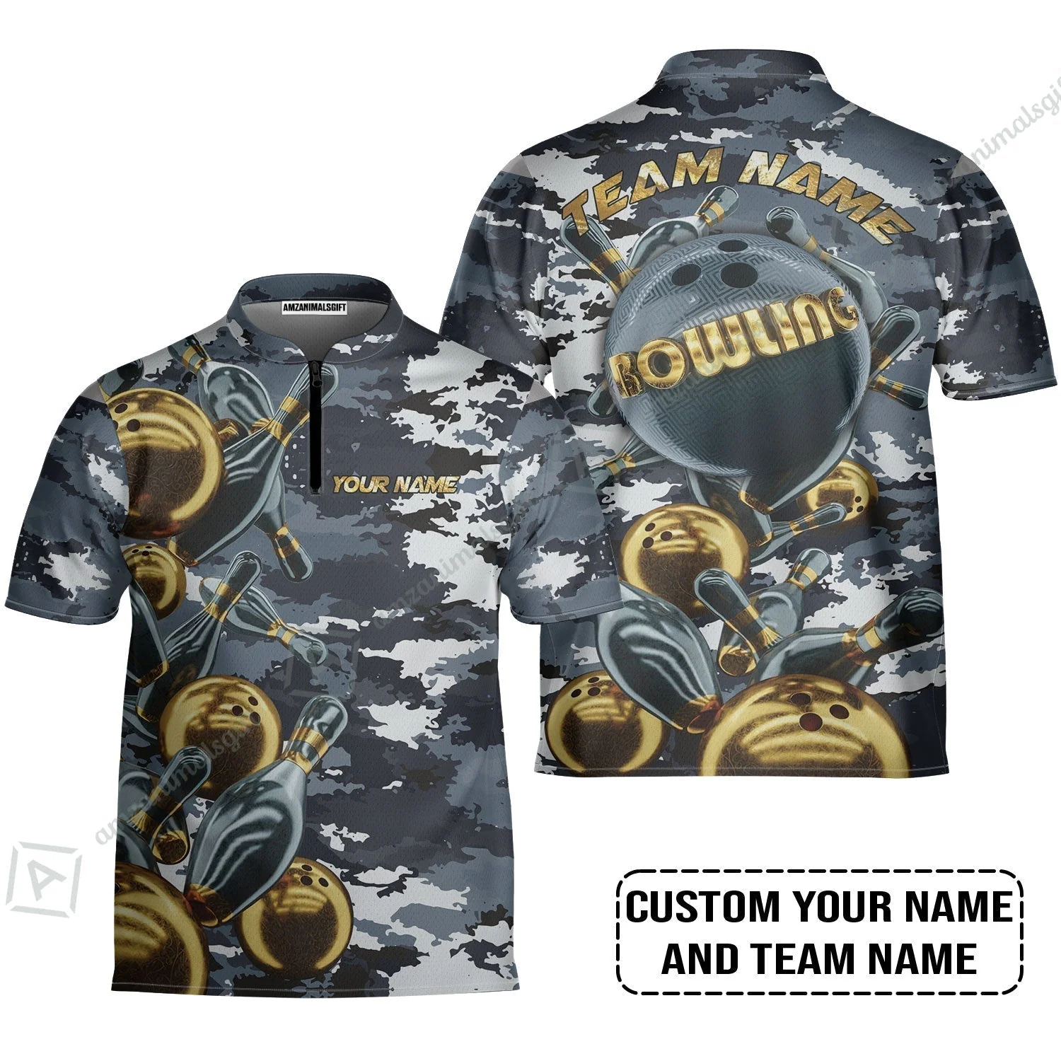 Bowling Custom Sweatshirt - Custom Name Camo Navy Bowling Personalized Sweatshirt - Image 4
