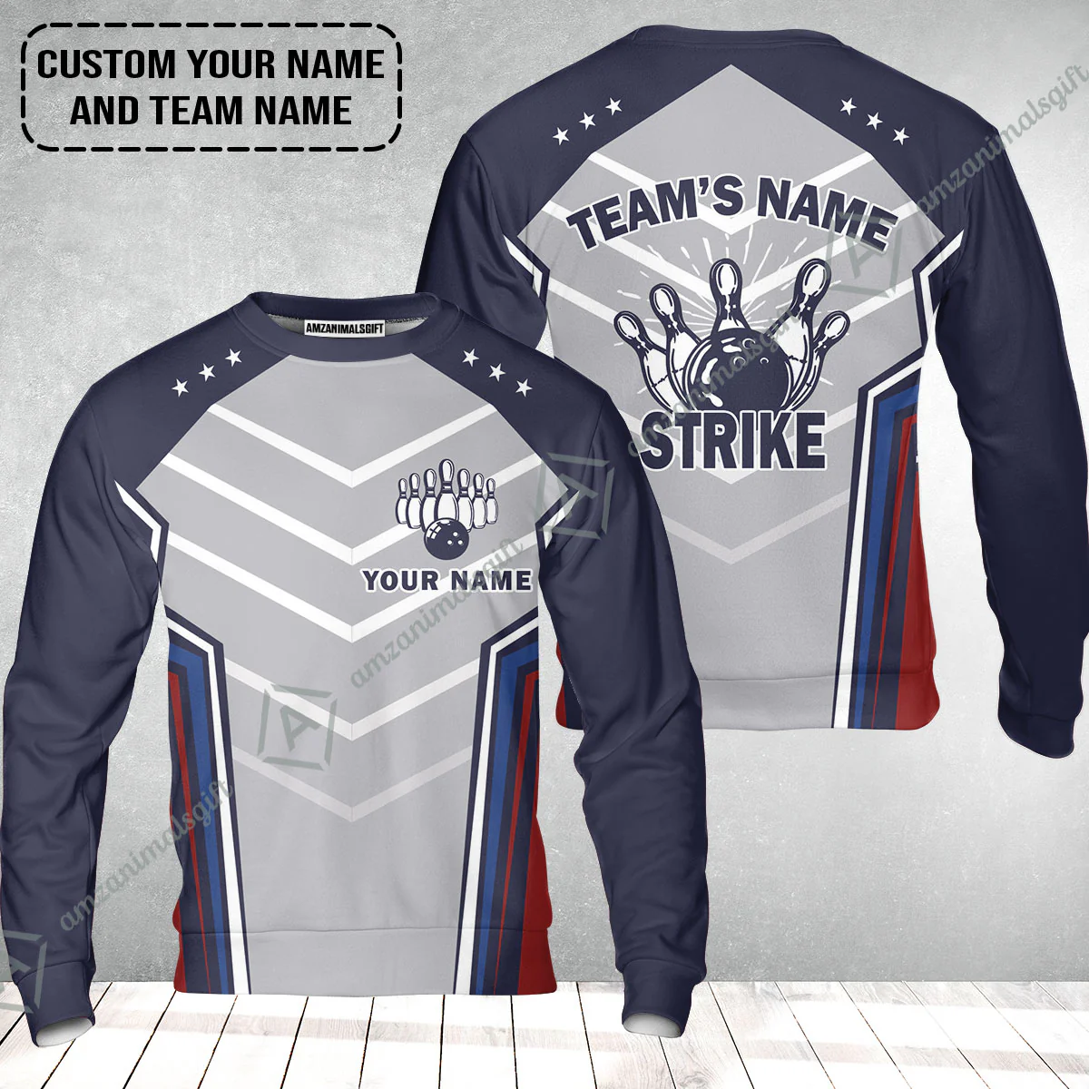 Bowling Custom Sweatshirt - Custom Name Strike Custom Bowling Shirt Personalized Bowling Sweatshirt - Image 2