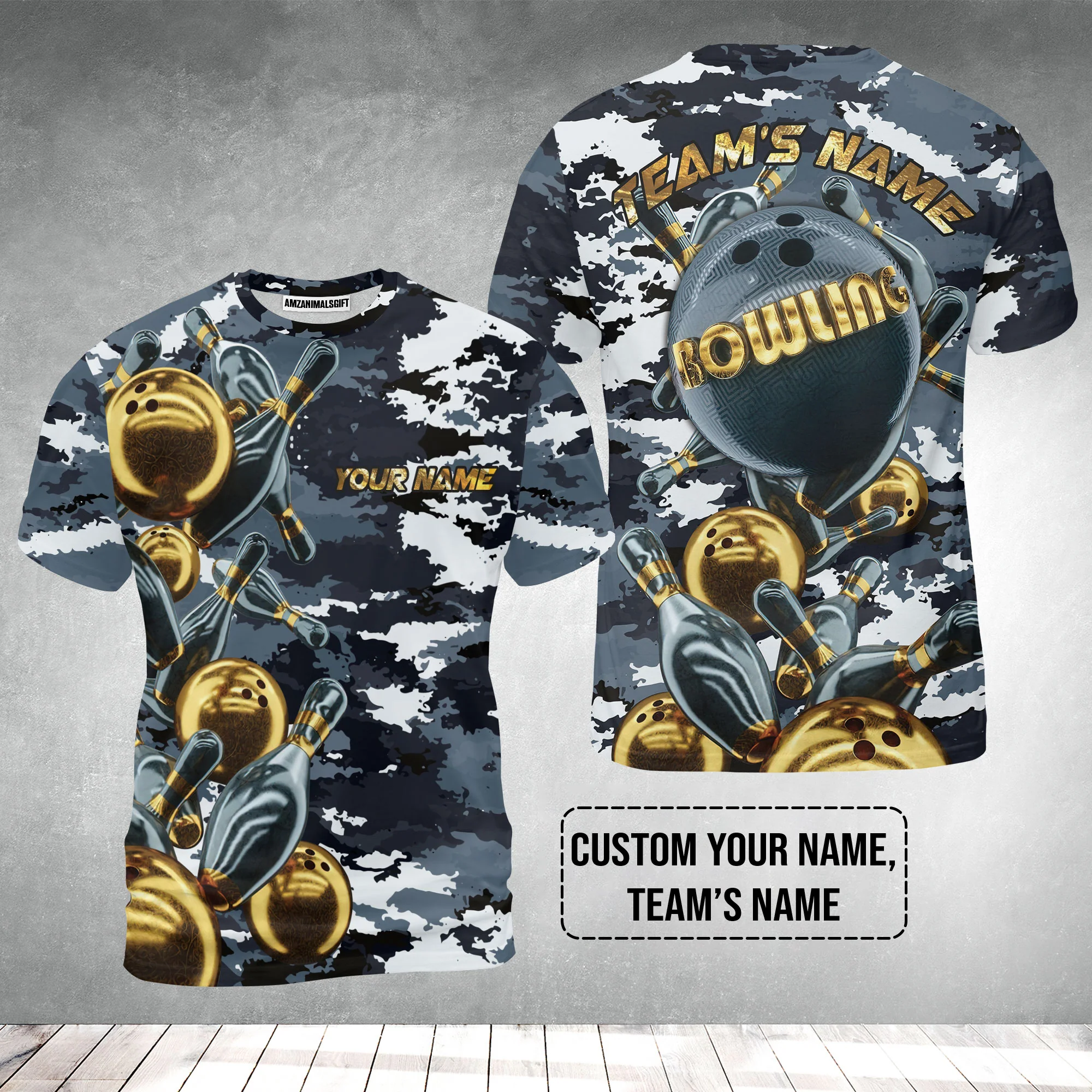 Bowling Custom Sweatshirt - Camo Navy Bowling Team Custom Bowling Sweatshirt - Image 3