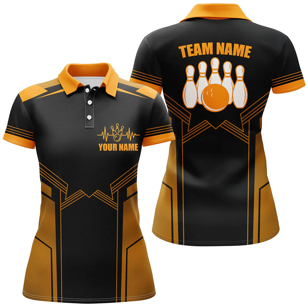 Bowling Custom Women Polo Shirt - Custom Name Bowling Ball And Pins Personalized Bowling Polo Shirt - Gift For Friend, Family, Bowling Lovers - Image 3