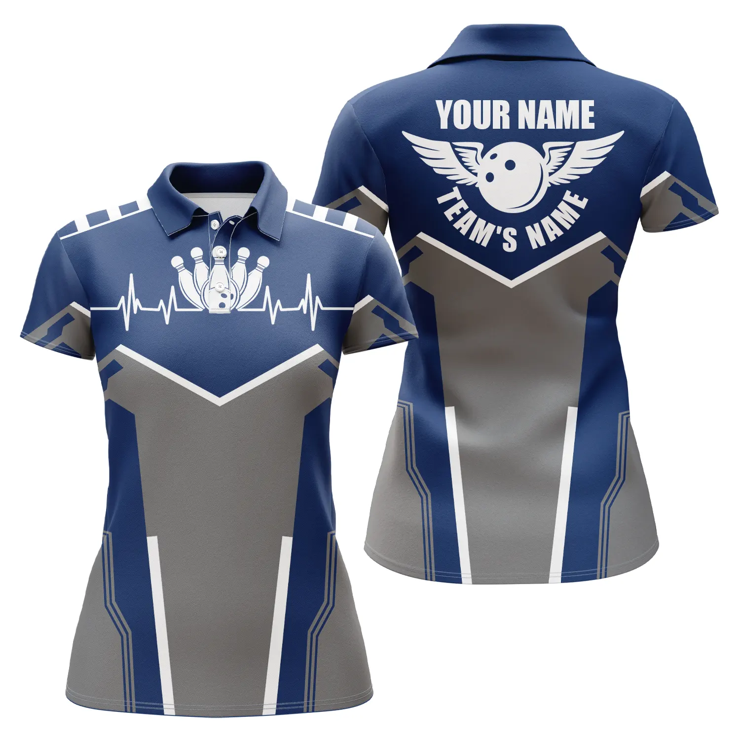 Bowling Custom Women Polo Shirt - Custom Name Bowling Ball and Pins Personalized Bowling Polo Shirt - Gift For Friend, Family, Bowling Lovers - Image 2