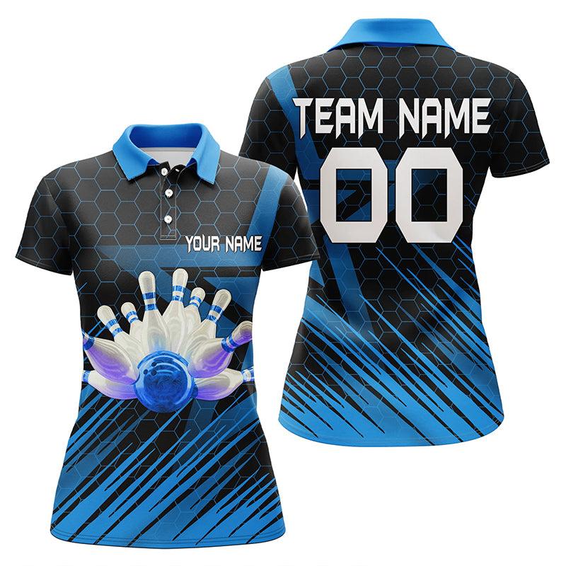 Bowling Custom Women Polo Shirt - Custom Name Bowling Ball And Pins Personalized Bowling Polo Shirt - Gift For Friend, Family, Bowling Lovers - Image 2