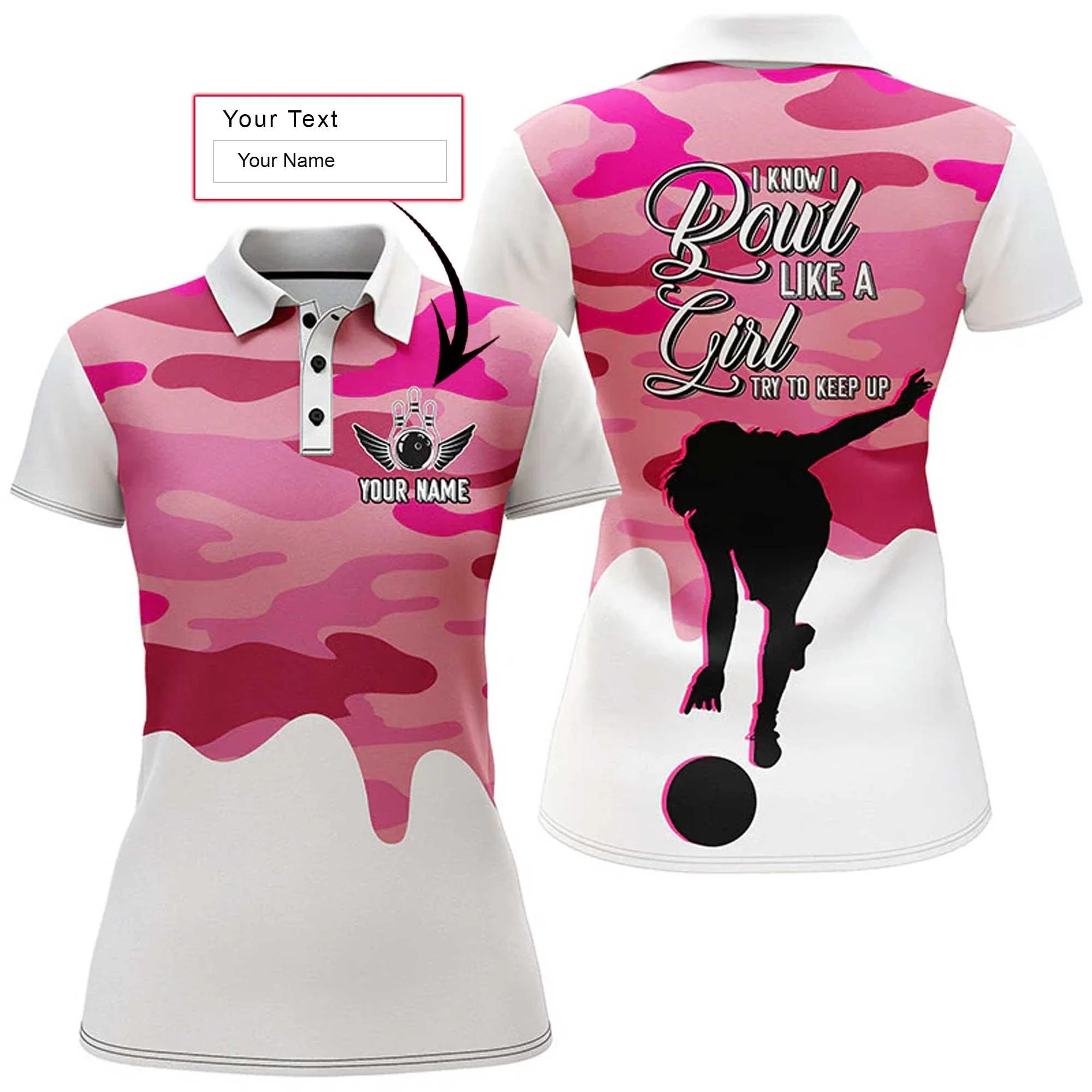 Bowling Custom Women Polo Shirt - Custom Name Polo Shirt, Bowling Girl Personalized Bowling Polo Shirt - Gift For Friend, Family, Bowling Lovers