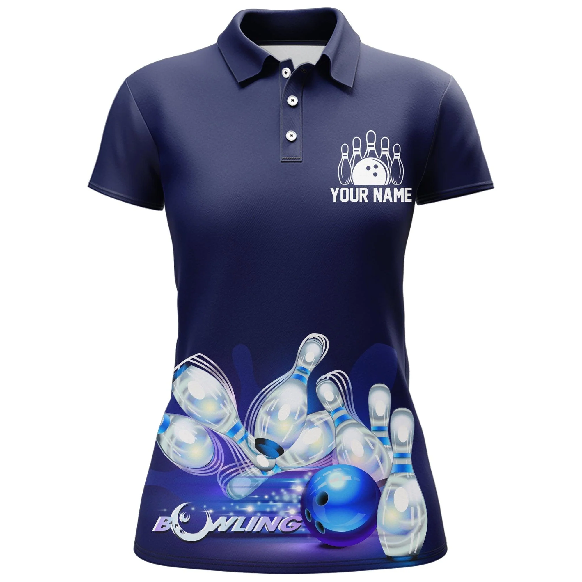Bowling Custom Women Polo Shirt - Custom Name Polo Shirt, Don't Worry Bowl Happy Personalized Bowling Polo Shirt - Gift For Friend, Family, Bowling Lovers - Image 3