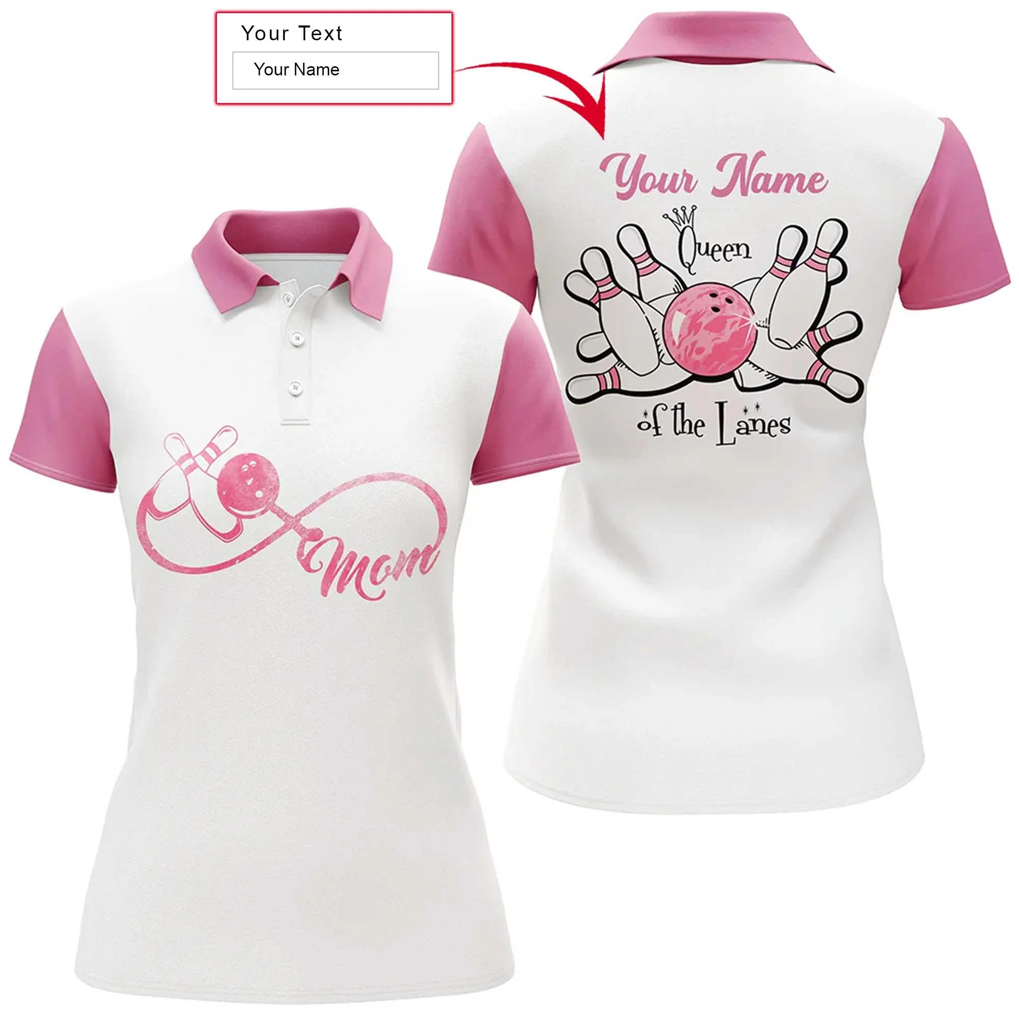 Bowling Custom Women Polo Shirt - Custom Name Queen Of The Lanes Bowling Personalized Bowling Polo Shirt - Gift For Friend, Family, Bowling Lovers