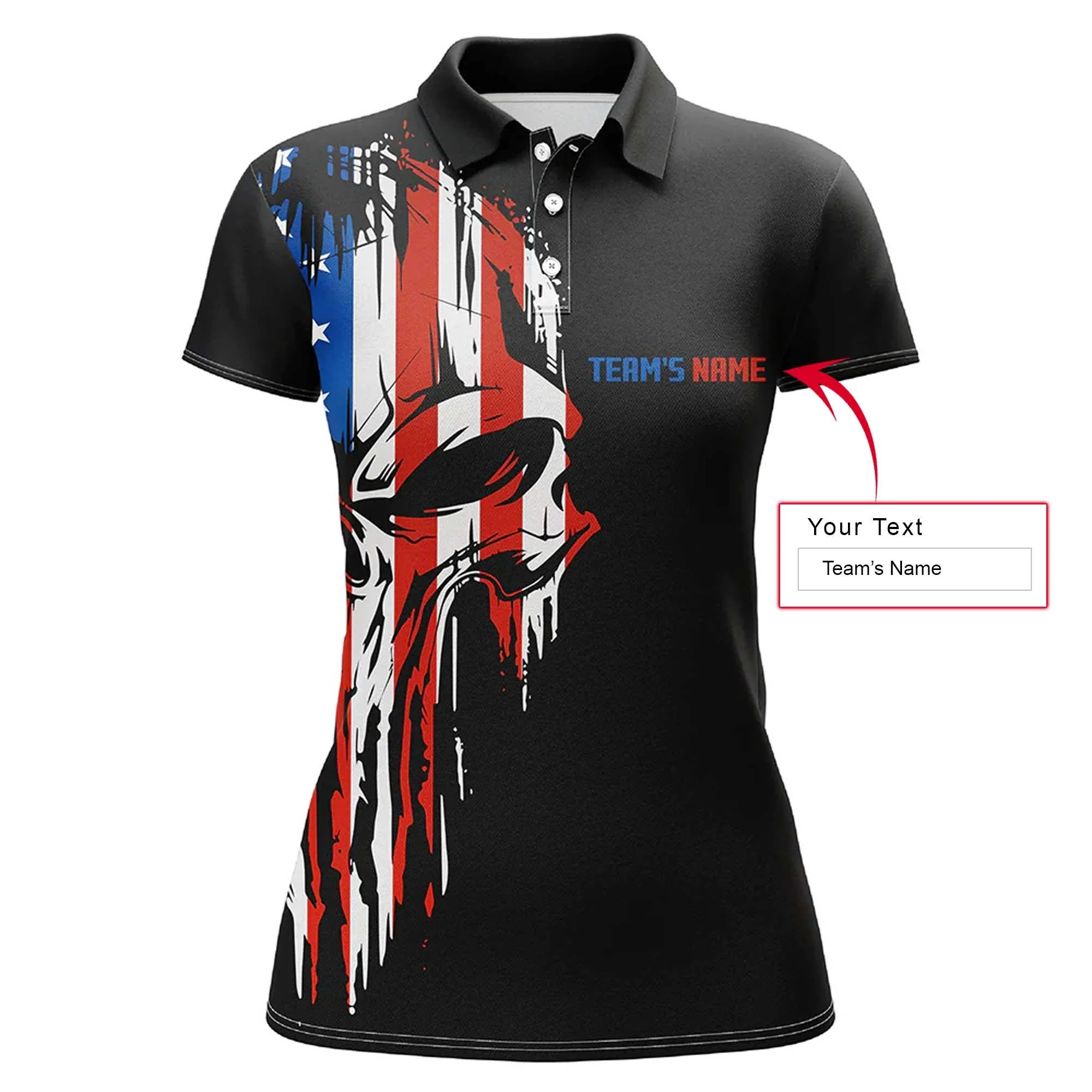 Bowling Custom Women Polo Shirt - Custom Name Skull Bowling Personalized Bowling Polo Shirt - Gift For Friend, Family, Bowling Lovers - Image 4