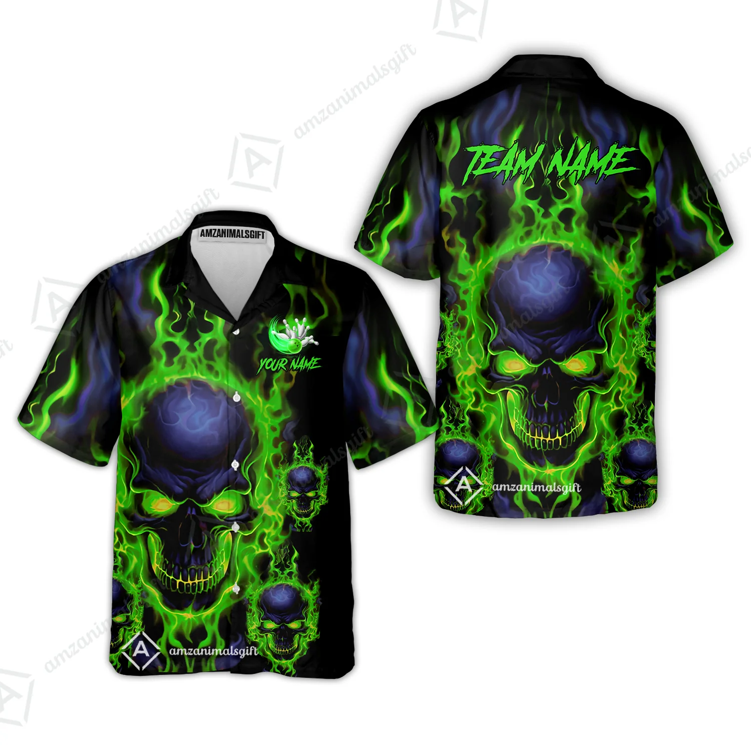 Bowling Customized Jersey Shirt Purple Flame Skull Bowling Tenpin Quarter Zip Shirt, Outfit For Bowlers, Bowling Team - Image 25