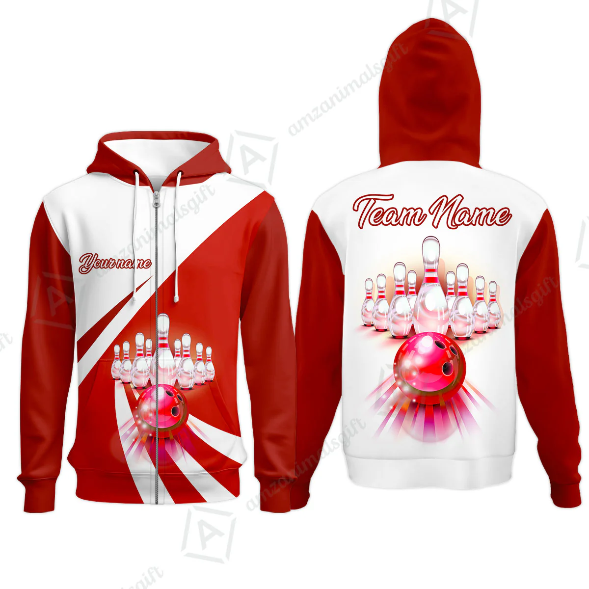 Bowling Customized Jersey White Red Shirt Rolling Bowling Tenpin Quarter Zip Shirt, Outfit For Bowlers, Bowling Team - Image 12