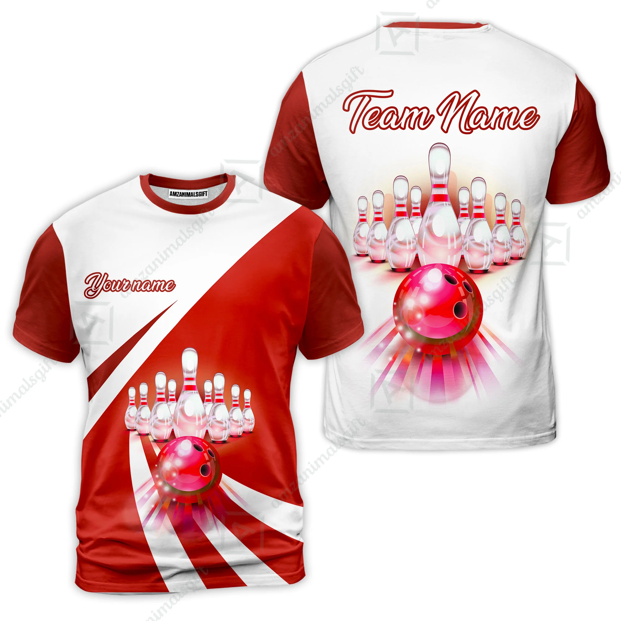 Bowling Customized Jersey White Red Shirt Rolling Bowling Tenpin Quarter Zip Shirt, Outfit For Bowlers, Bowling Team - Image 5