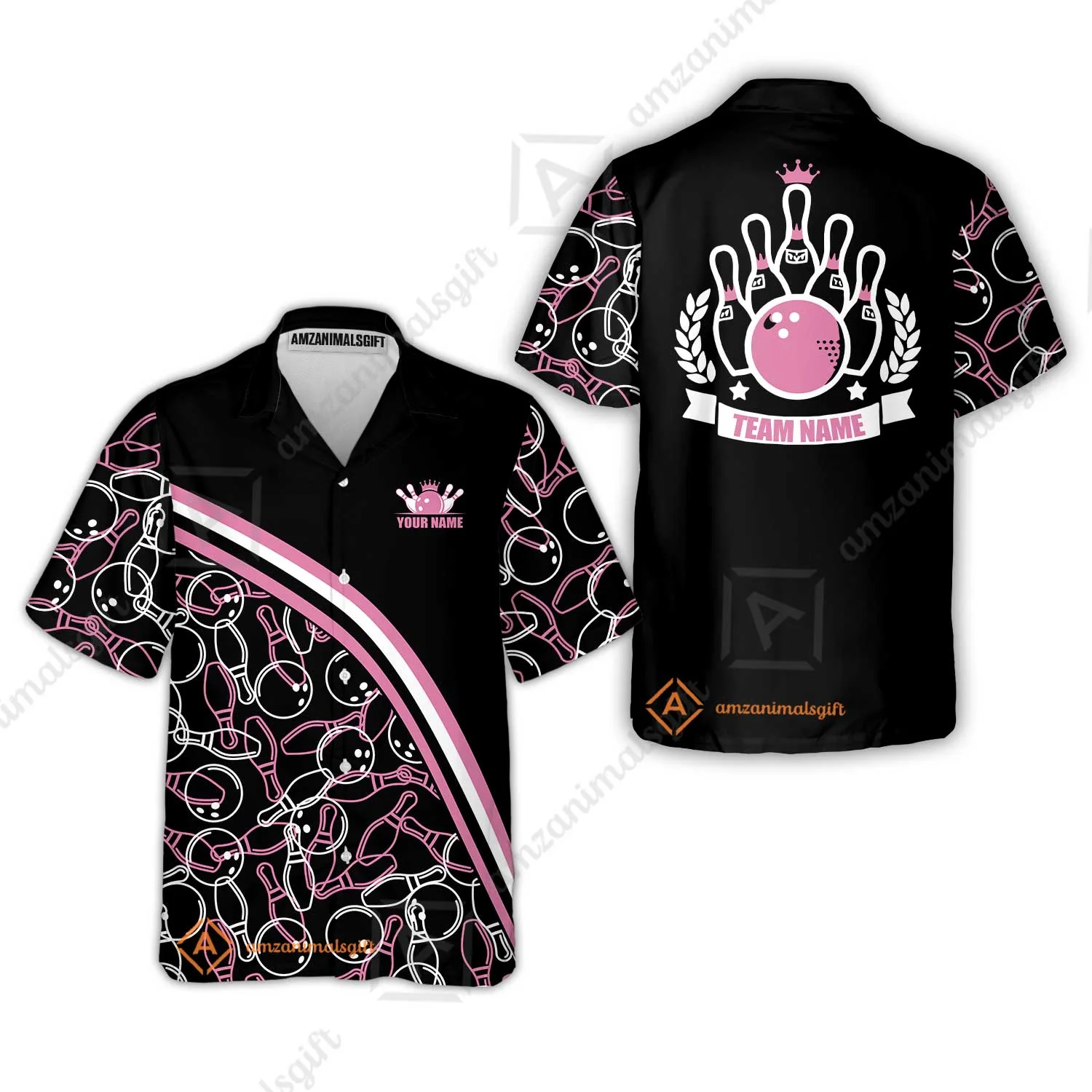 Bowling Customized Women Polo Shirt - Black Pink Bowling Pattern Personalized Bowling Polo Shirt - Gift For Friend, Family, Bowling Lovers - Image 8