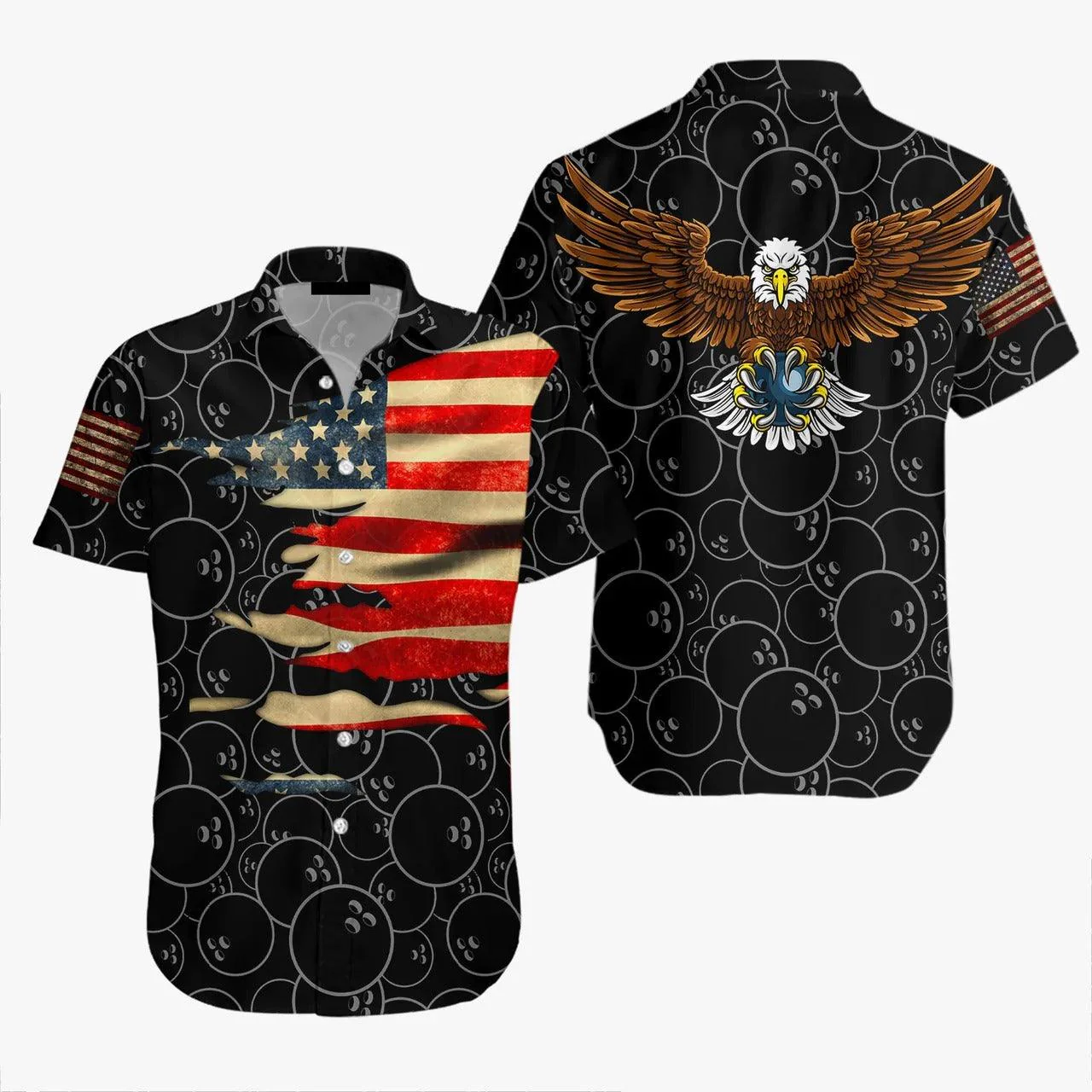 Bowling Hawaiian Shirt, Bowling Black American Aloha Hawaiian Shirts For Men and Women - Gift For Bowling Lovers, Friend, Family
