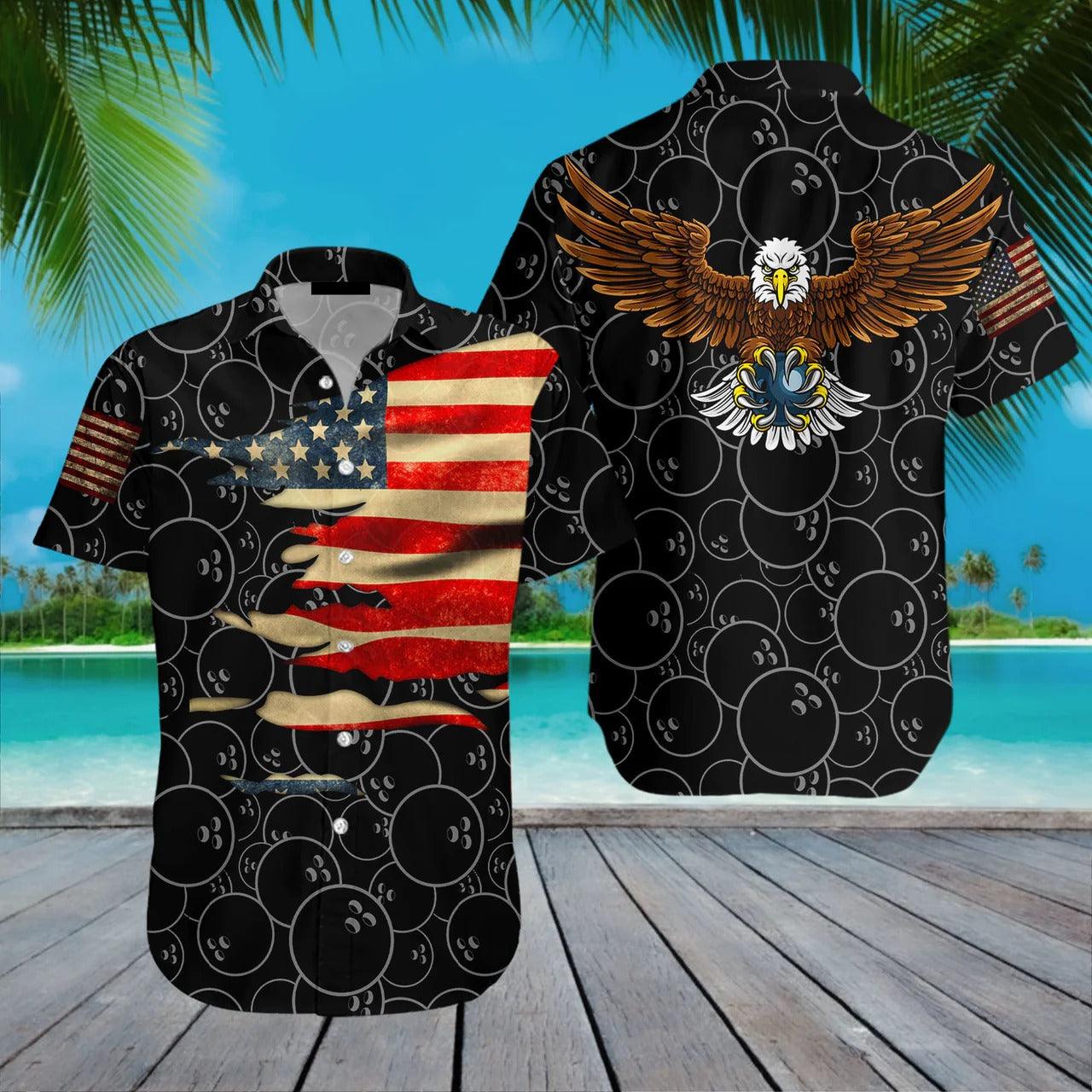 Bowling Hawaiian Shirt, Bowling Black American Aloha Hawaiian Shirts For Men and Women - Gift For Bowling Lovers, Friend, Family - Image 2