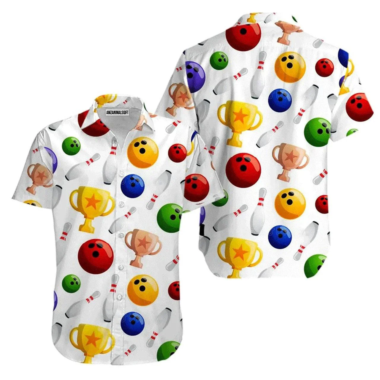 Bowling Hawaiian Shirt, Bowling Colorful And Cup White Aloha Hawaiian Shirts For Men and Women - Gift For Bowling Lovers, Friend, Family