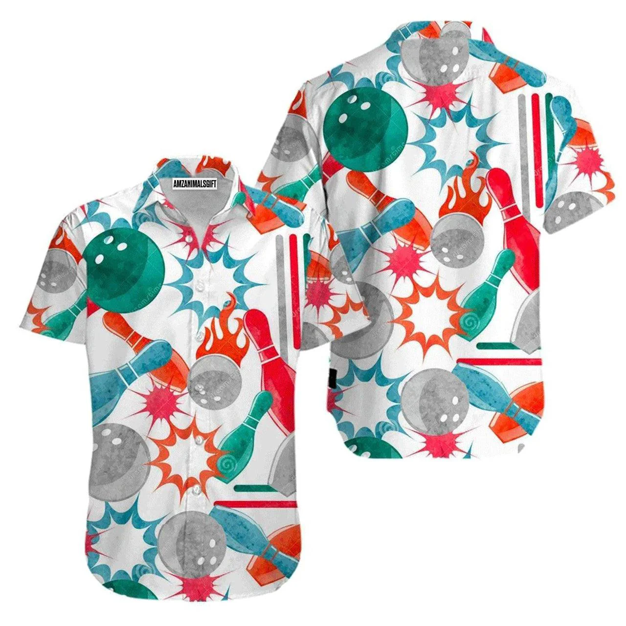Bowling Hawaiian Shirt, Bowling Strike Green Pink Aloha Hawaiian Shirts For Men and Women - Gift For Bowling Lovers, Friend, Family