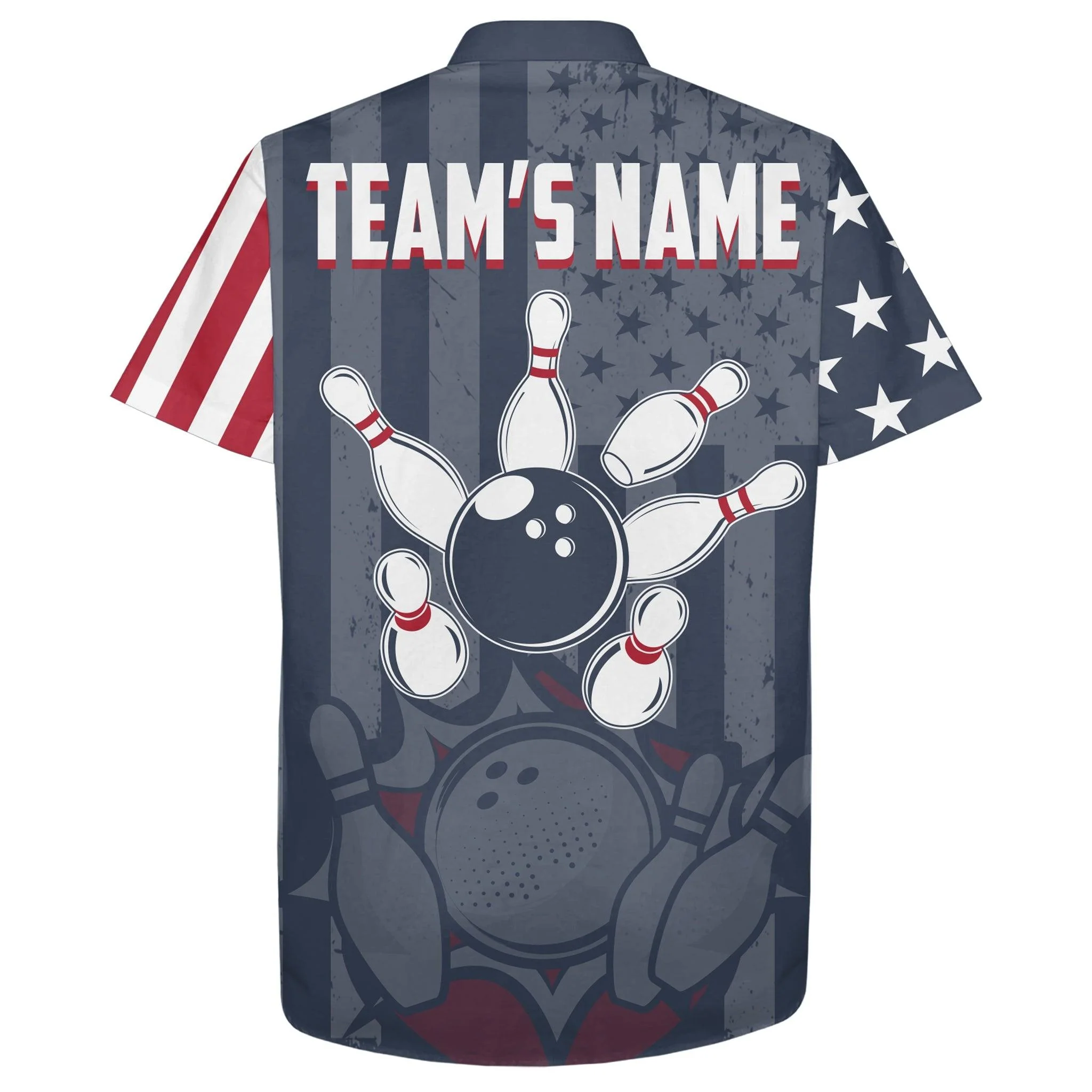 Bowling Hawaiian Shirt Custom Team Name And Name, American Flag Bowling Personalized Shirt For Men Women, Team, Bowling Lovers, Bowlers - Image 3