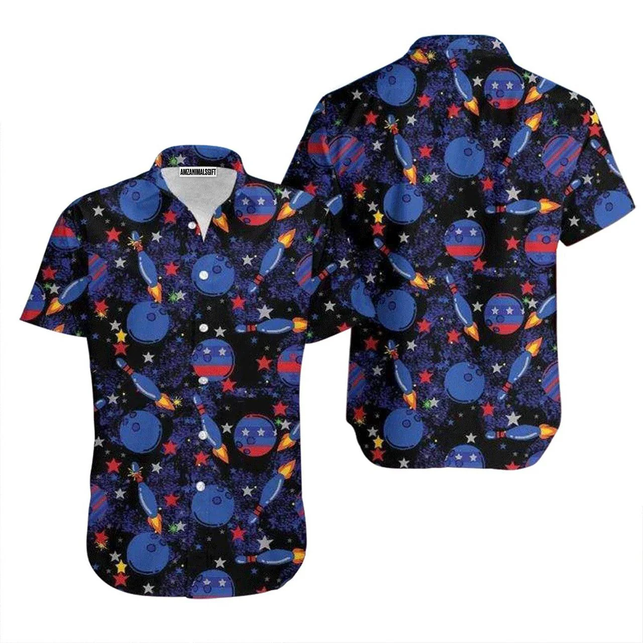 Bowling Hawaiian Shirt, Rocket Bowling Blue Aloha Hawaiian Shirts For Men and Women - Gift For Bowling Lovers, Friend, Family