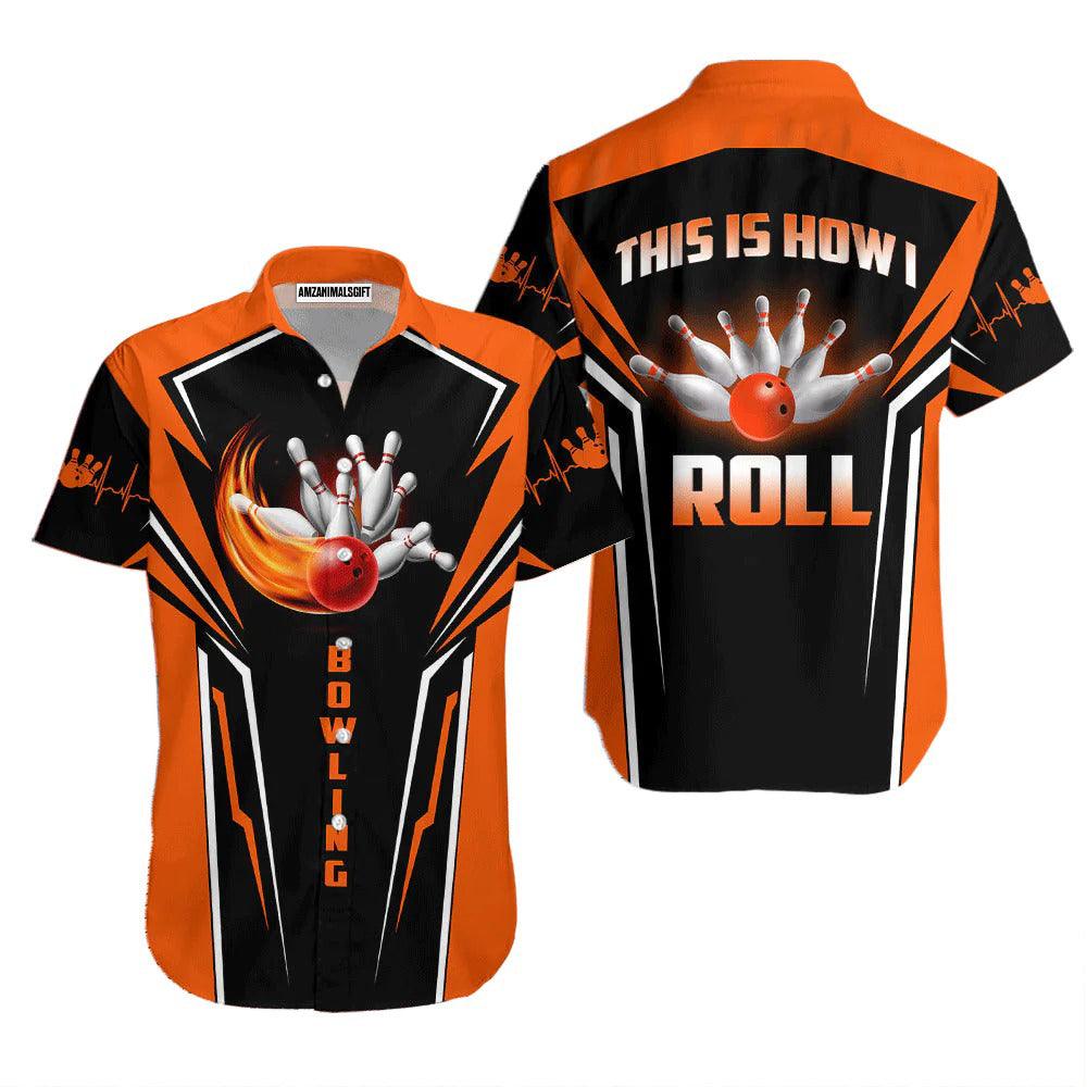 Bowling Hawaiian Shirt, This Is How I Roll Bowling Black And Orange Hawaiian Shirts For Men and Women - Gift For Bowling Lovers, Friend, Family - Image 2