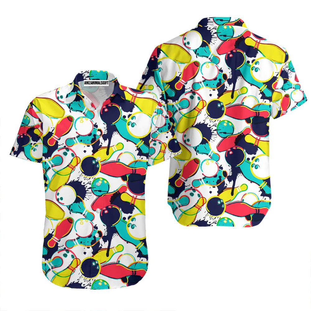 Bowling Hawaiian Shirt, Watercolor Bowling Ball Pins Colorful Hawaiian Shirts For Men and Women - Gift For Bowling Lovers, Friend, Family