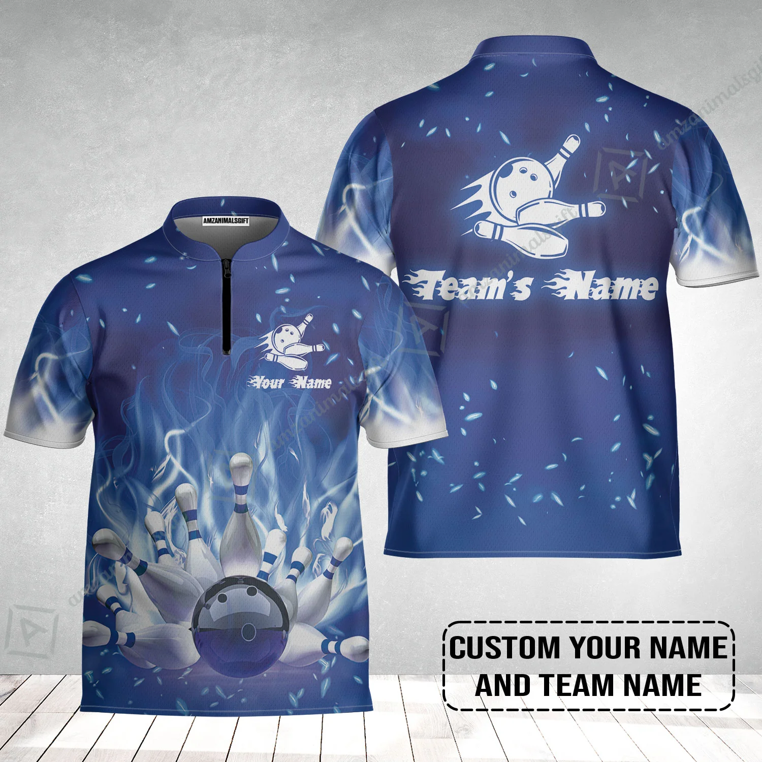 Bowling Jersey Custom Name - Bowling On Blue Fire Personalized Bowling Bowling Jersey - Image 2