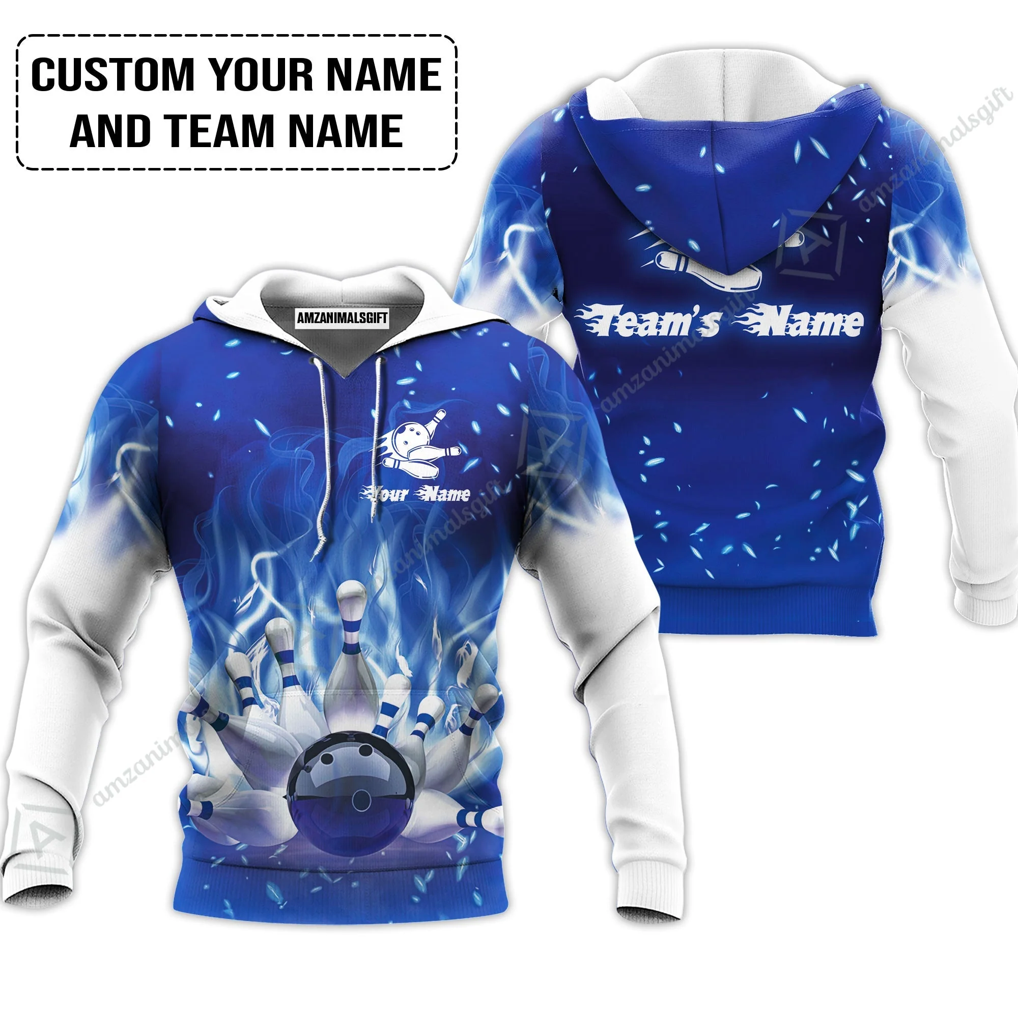Bowling Jersey Custom Name - Bowling On Blue Fire Personalized Bowling Bowling Jersey - Image 5