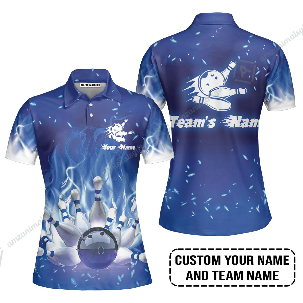 Bowling Jersey Custom Name - Bowling On Blue Fire Personalized Bowling Bowling Jersey - Image 6