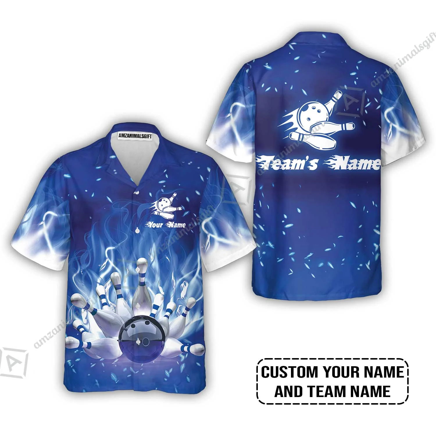 Bowling Jersey Custom Name - Bowling On Blue Fire Personalized Bowling Bowling Jersey - Image 7