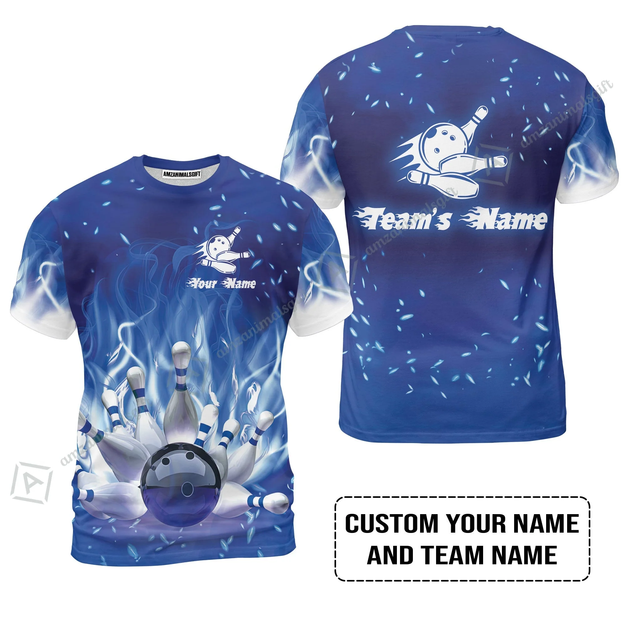 Bowling Jersey Custom Name - Bowling On Blue Fire Personalized Bowling Bowling Jersey - Image 8