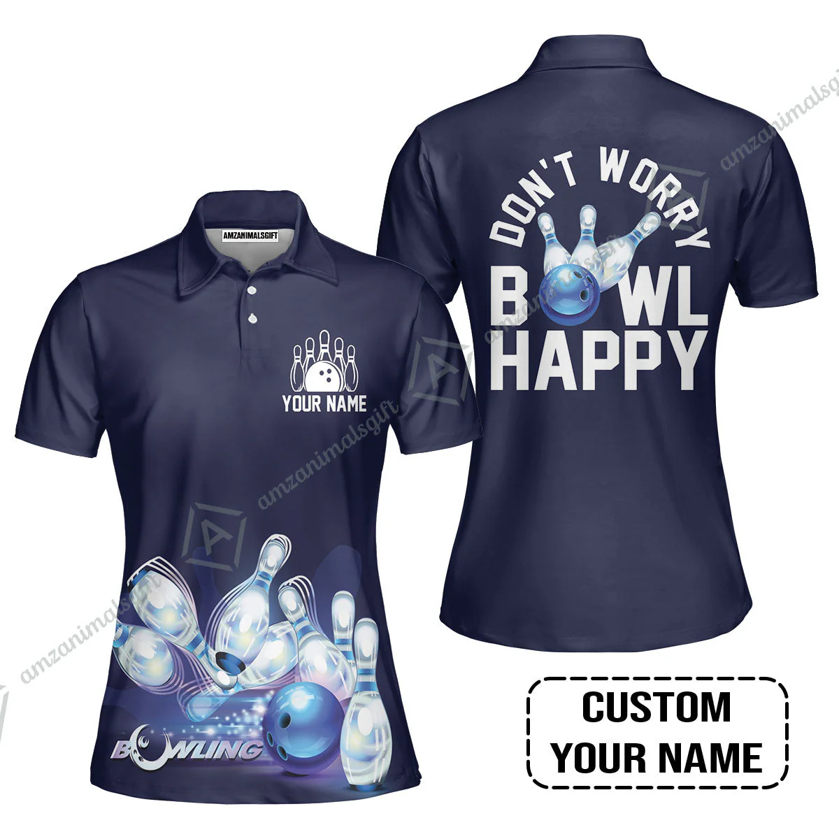 Bowling Jersey Custom Name - Don't Worry Bowl Happy Personalized Bowling Jersey - Gift For Friend, Family, Bowling Lovers - Image 7
