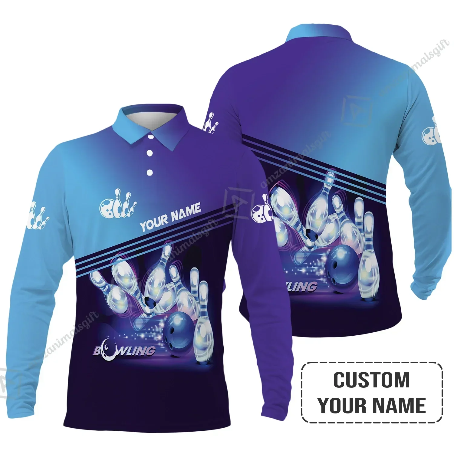 Bowling Jersey With Custom Name, Personalized Blue Bowling Jersey Shirt Uniform Players, Perfect Outfits For Bowling Lovers, Bowlers - Image 6