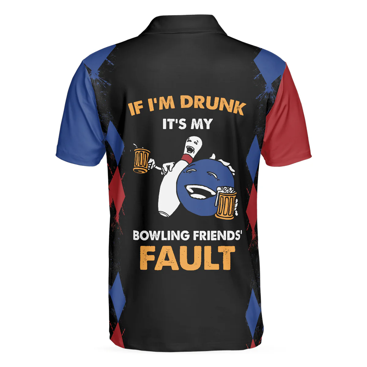 Bowling Men Polo Shirt - Argyle Pattern Bowling Polo Shirts, If I'm Drunk Bowling Polo Shirt For Men - Gift For Bowling Lovers, Bowlers - Image 3