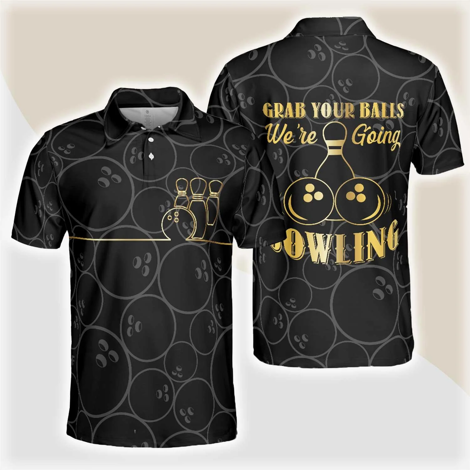 Bowling Men Polo Shirt - Bowling Ball Pattern Men Polo Shirt - Best Bowling Gift For Men - Perfect Gift For Friend, Family, Bowling Lovers