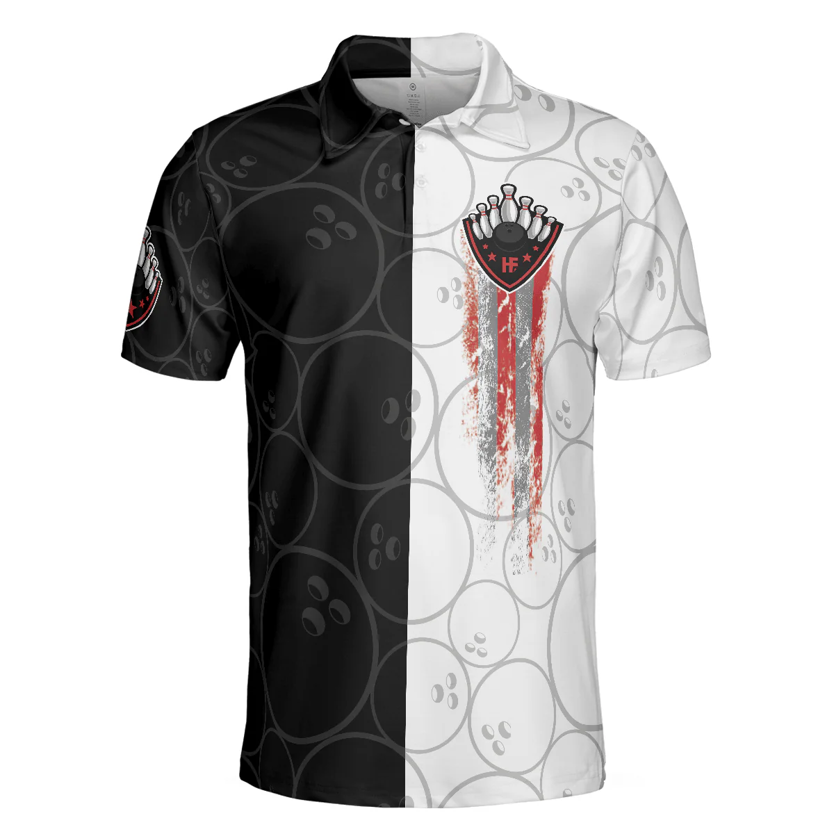 Bowling Men Polo Shirt - Bowling Black And White Pattern Bowling Polo Shirt - Gift For Friend, Family, Bowling Lovers - Image 5