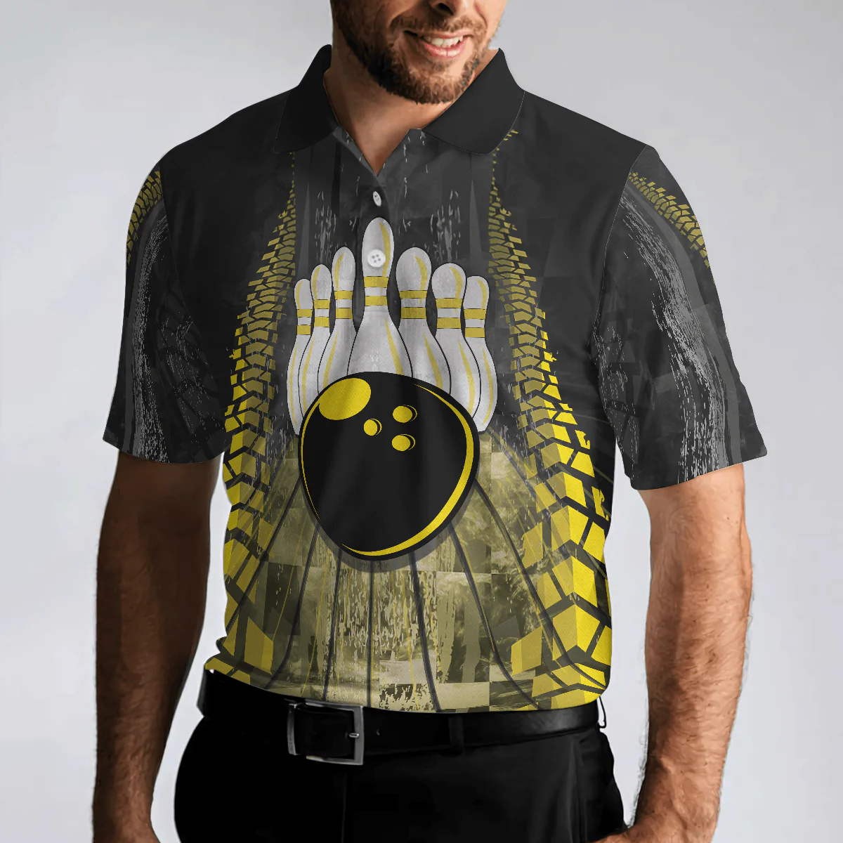 Bowling Men Polo Shirt - Bowling Bull Black And Yellow Bowling, Bull Polo Shirt Bowling Polo Shirt - Gift For Friend, Family, Bowling Lovers - Image 6