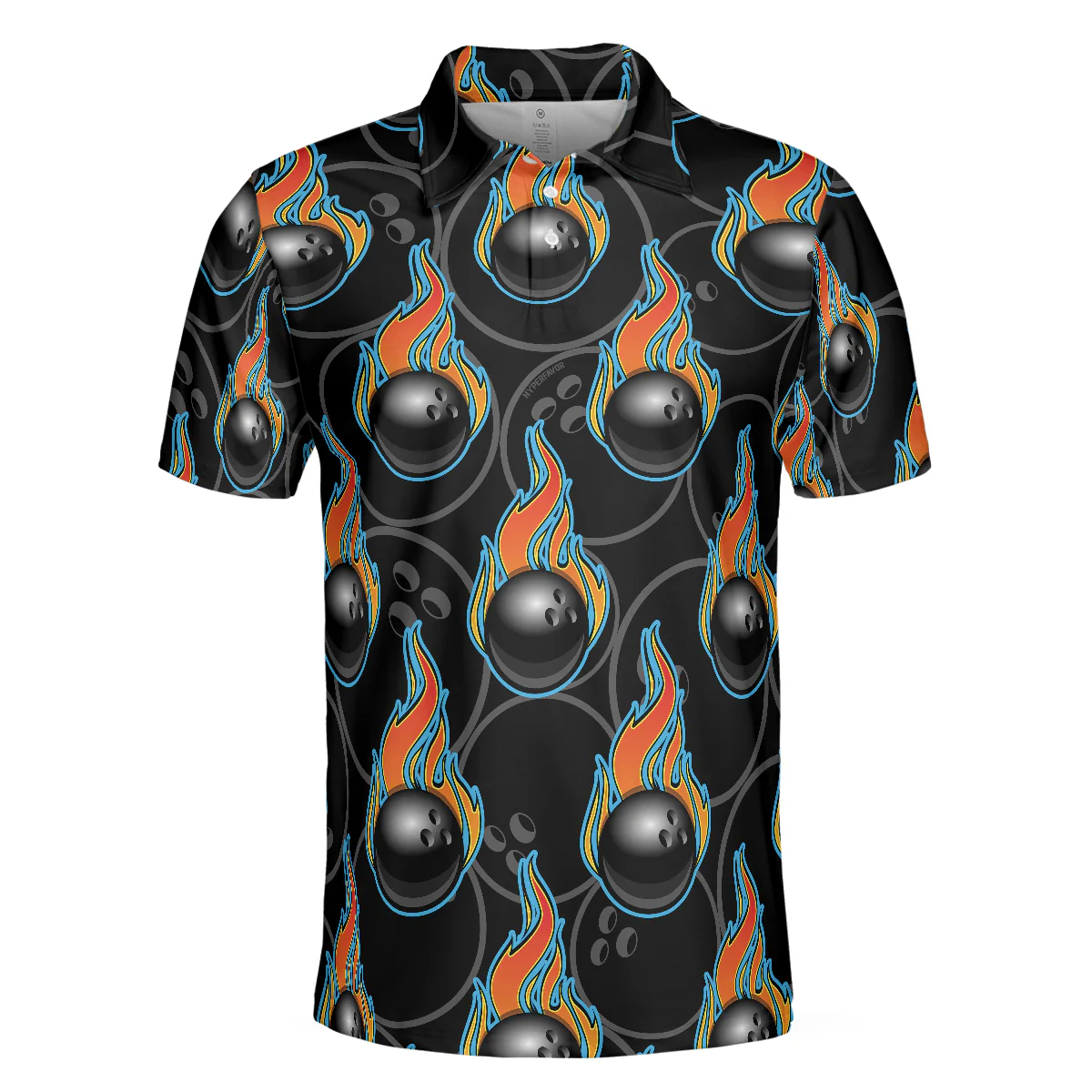 Bowling Men Polo Shirt - Bowling In Fire Seamless Pattern Bowling Polo Shirt - Perfect Gift For Friend, Family, Bowling Lovers - Image 4