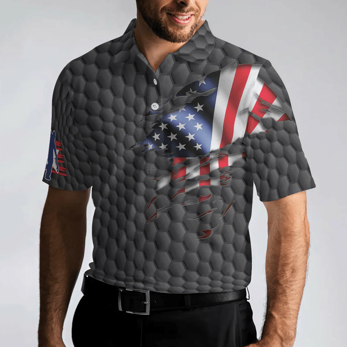 Bowling Men Polo Shirt - Bowling Pin American Flag Polo Shirt, Black Ten Pin Bowling Polo Shirt - Gift For Friend, Family, Bowling Lovers - Image 6