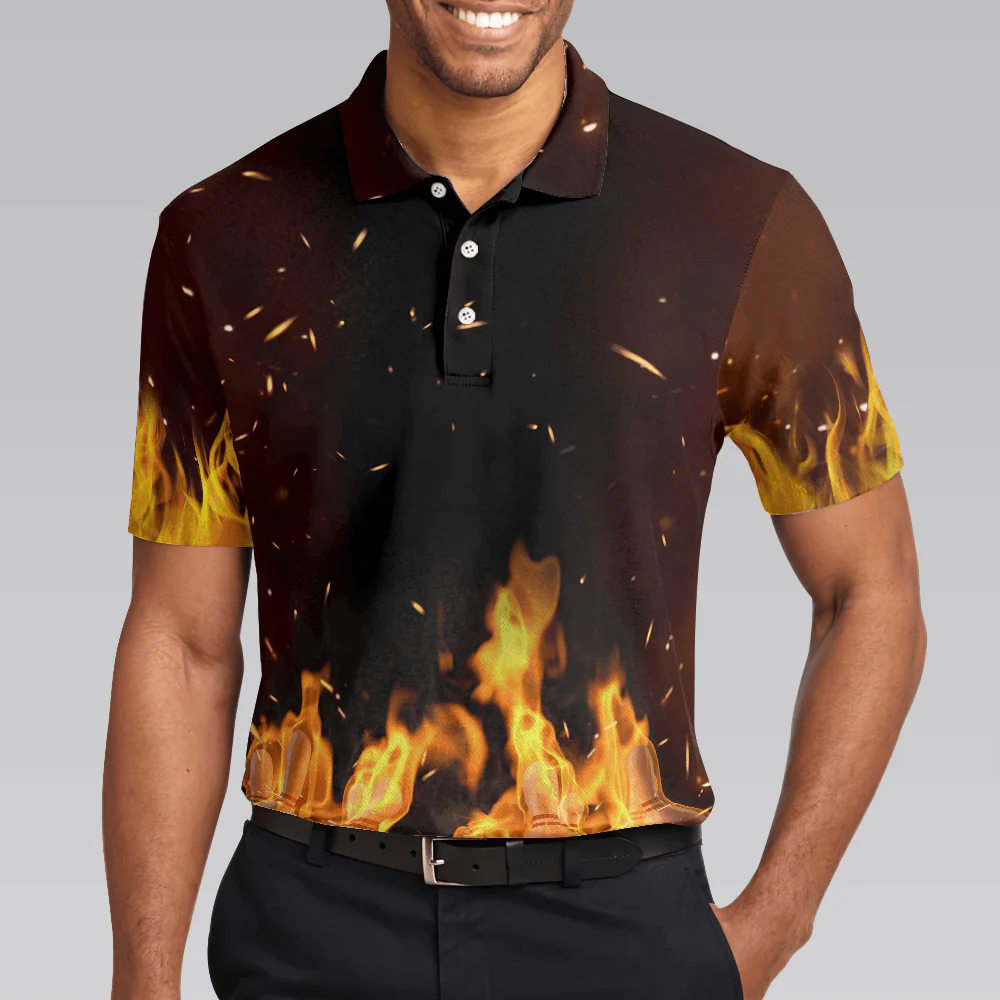Bowling Men Polo Shirt - Bowling Pin With Fire Polo Shirt, Bowling Fire Bowling Polo Shirt - Gift For Friend, Family, Bowling Lovers - Image 6