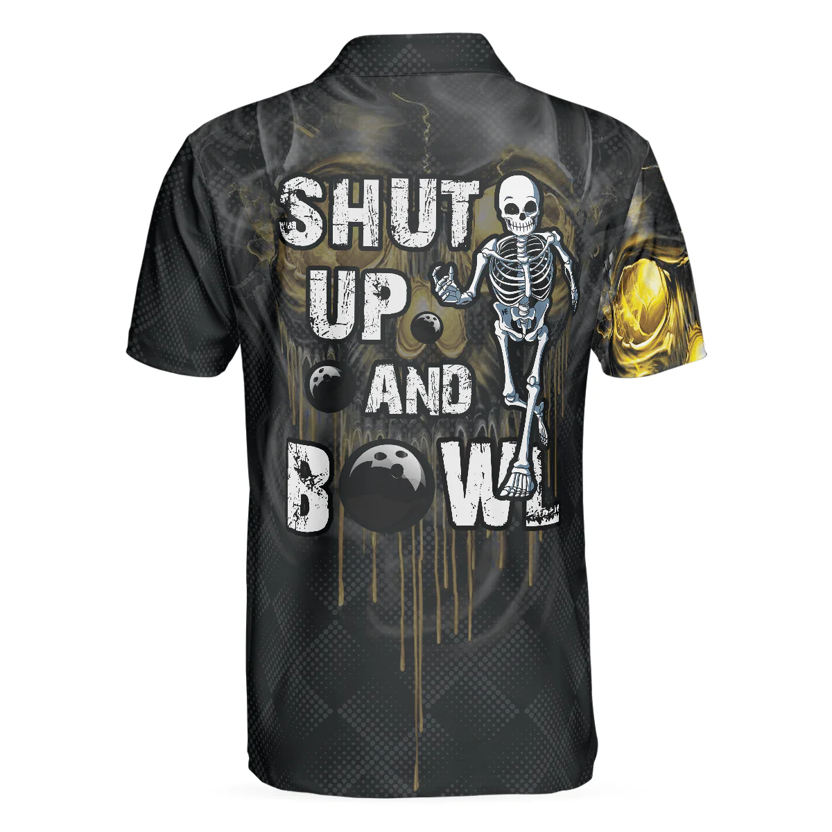Bowling Men Polo Shirt - Bowling Shut Up Polo Shirt, Scary Halloween, Skull Bowling Polo Shirt - Gift For Friend, Family, Bowling Lovers - Image 3