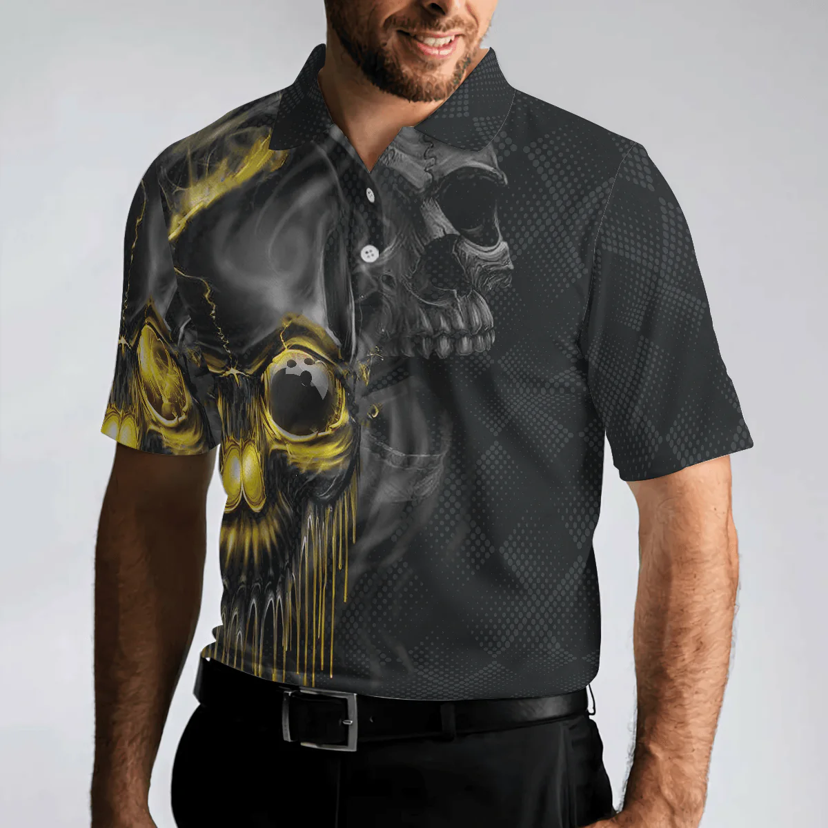 Bowling Men Polo Shirt - Bowling Shut Up Polo Shirt, Scary Halloween, Skull Bowling Polo Shirt - Gift For Friend, Family, Bowling Lovers - Image 6