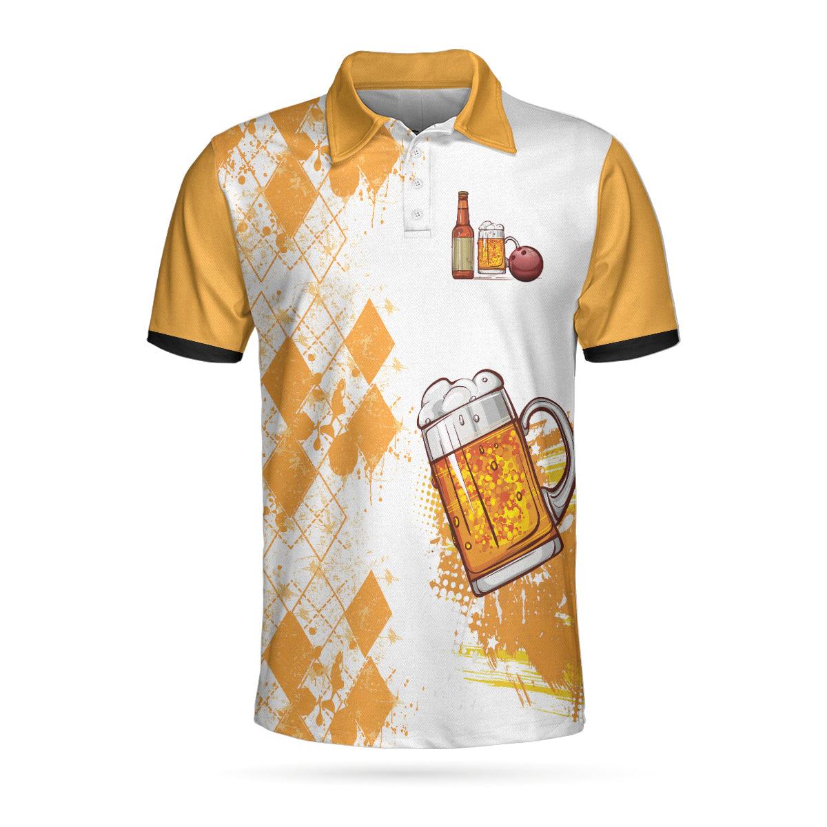 Bowling Men Polo Shirt - Bowling Solves My Most Problems Drinking Solves The Rest, Argyle Pattern Beer Bowling Polo Shirt - Gift For Friend, Family, Bowling Lovers - Image 3