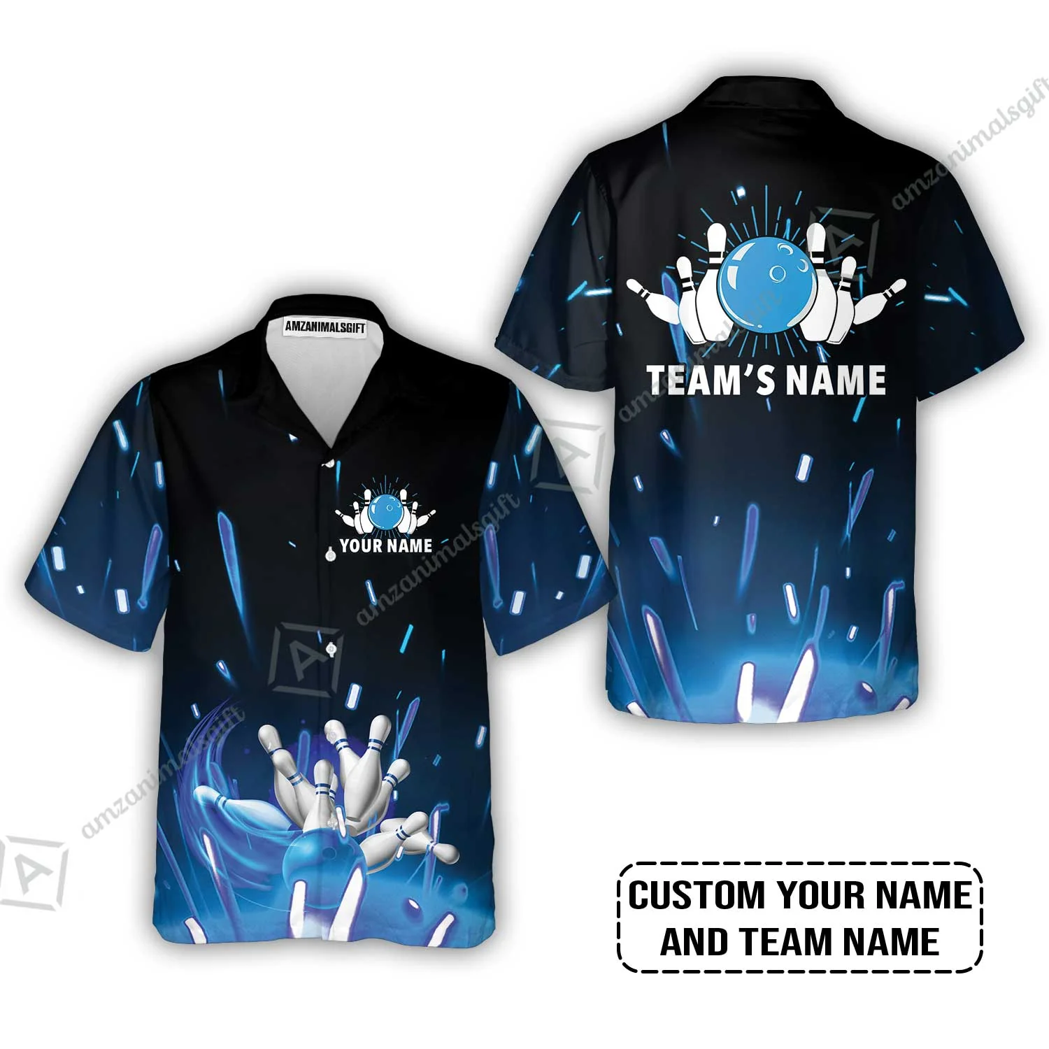Bowling Men Polo Shirt Custom Name - Blue Bowling Personalized Bowling Polo Shirt - Gift For Friend, Family, Bowling Lovers - Image 8